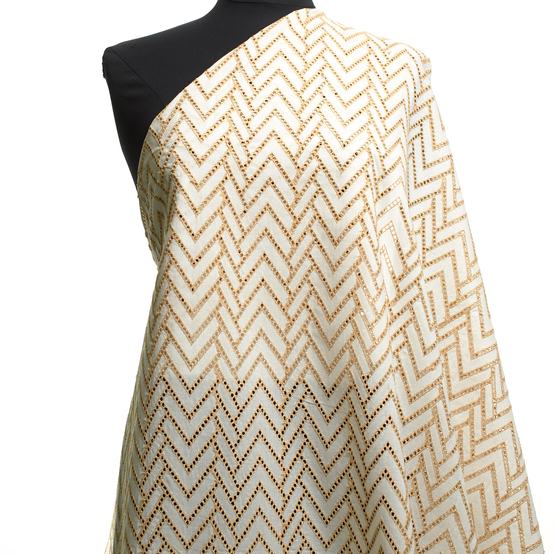 Encaje, Algodón Ligero, Estampado, Apricot&Snow White (F000039837) - Maniquí