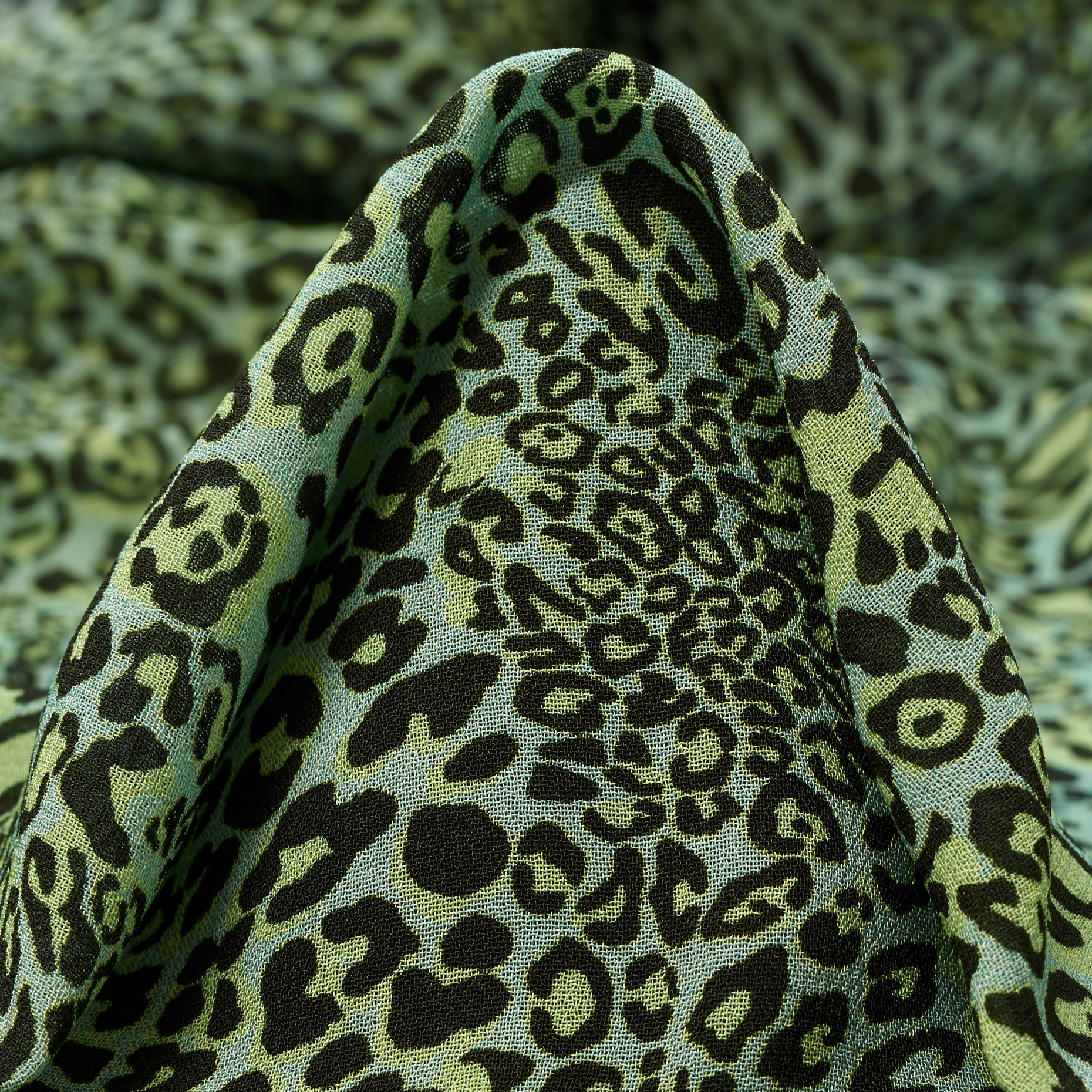 CRÊPE, VISCOSE, PRINTED, SMOKE GREEN&RAVEN BLACK (F000041254)