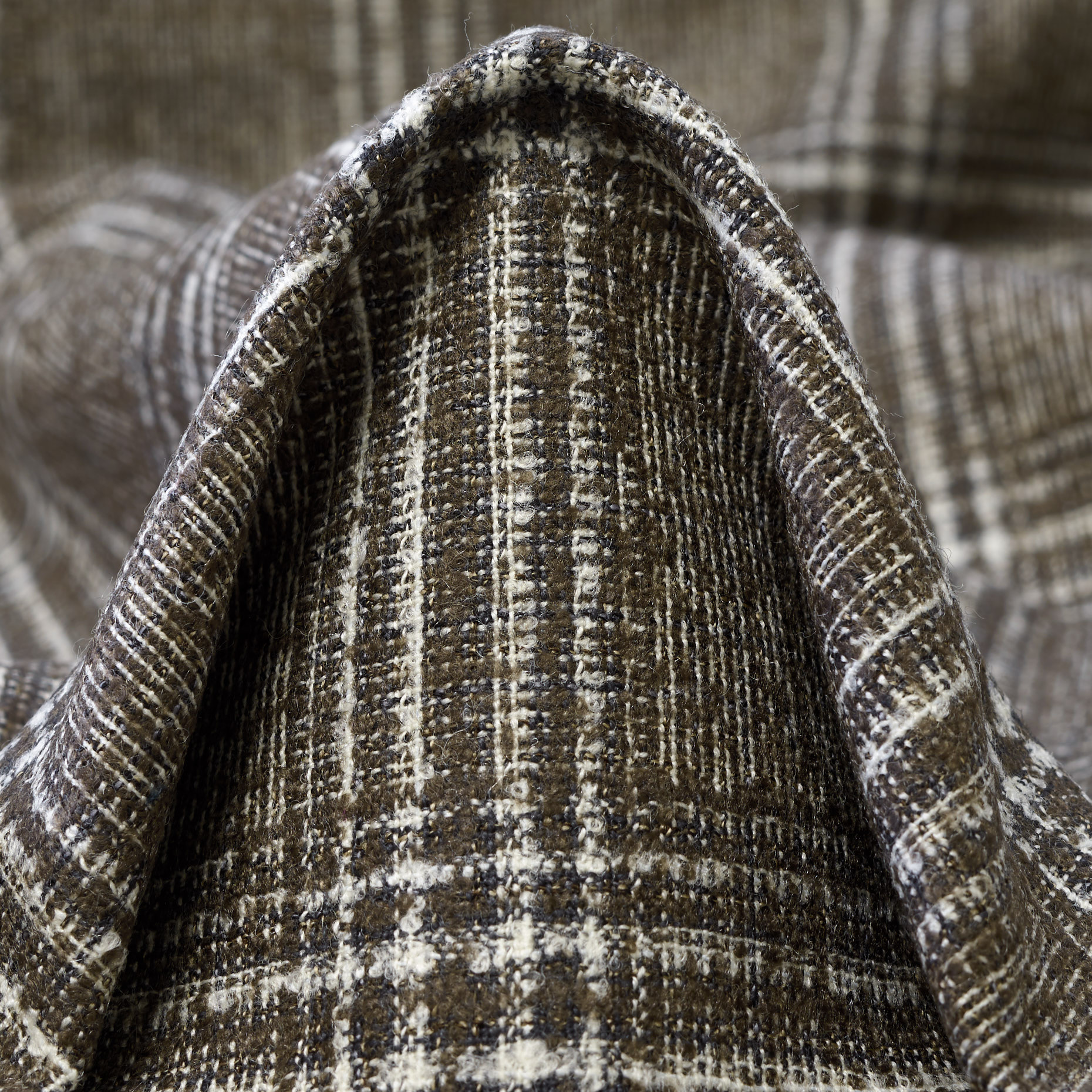 VIRGIN WOOL, CHECK, BLACK OLIVE&VAPOROUS GRAY