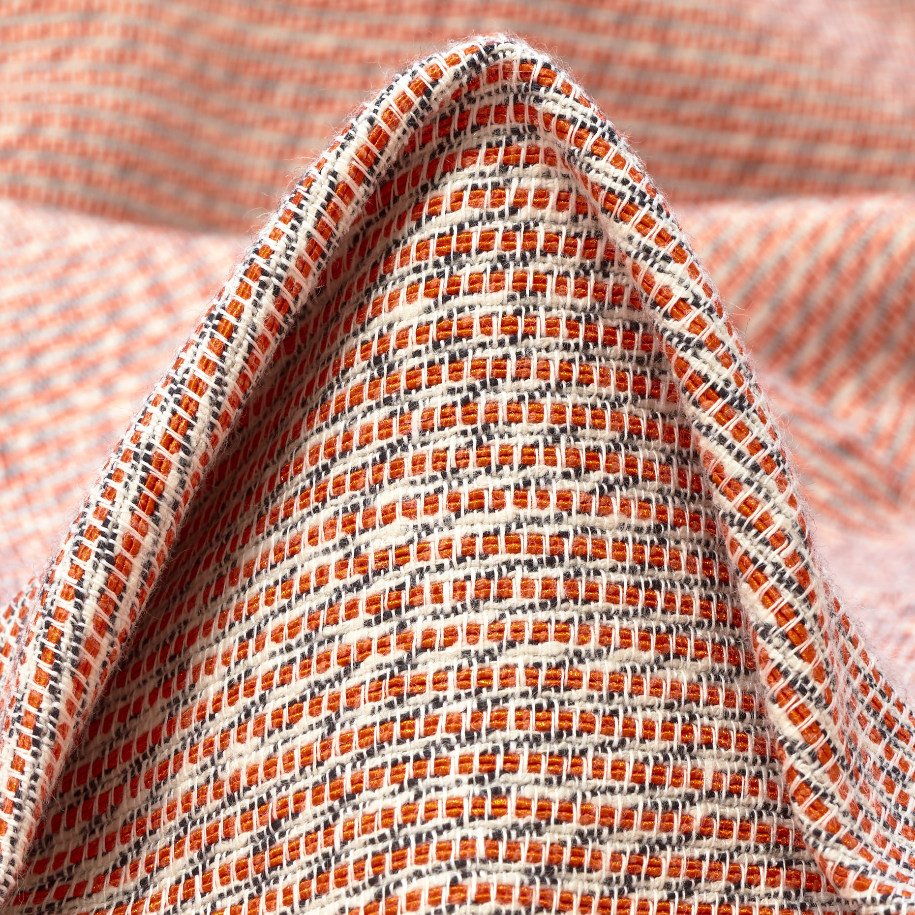 Algodón, Rayas, Vibrant Orange&Snow White