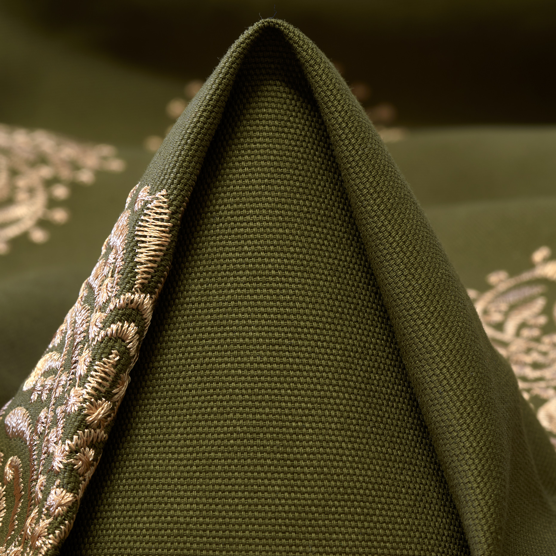 COTTON, EMBROIDERED, BURNT OLIVE&RED GOLD (F000048283)