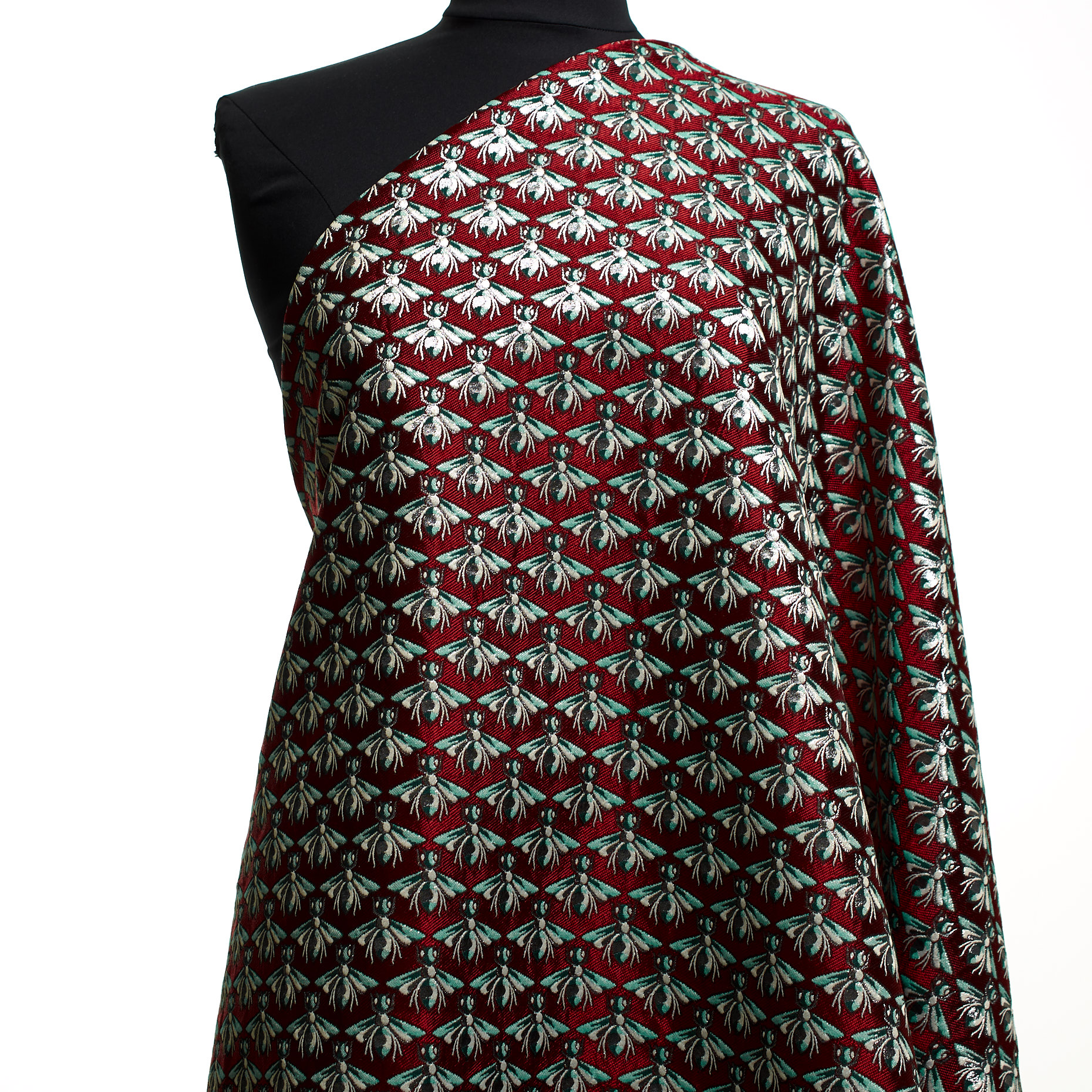 Żakard, Mieszanka bawełny, Połysk, Savvy Red&Silver (P000002470) - Manekin