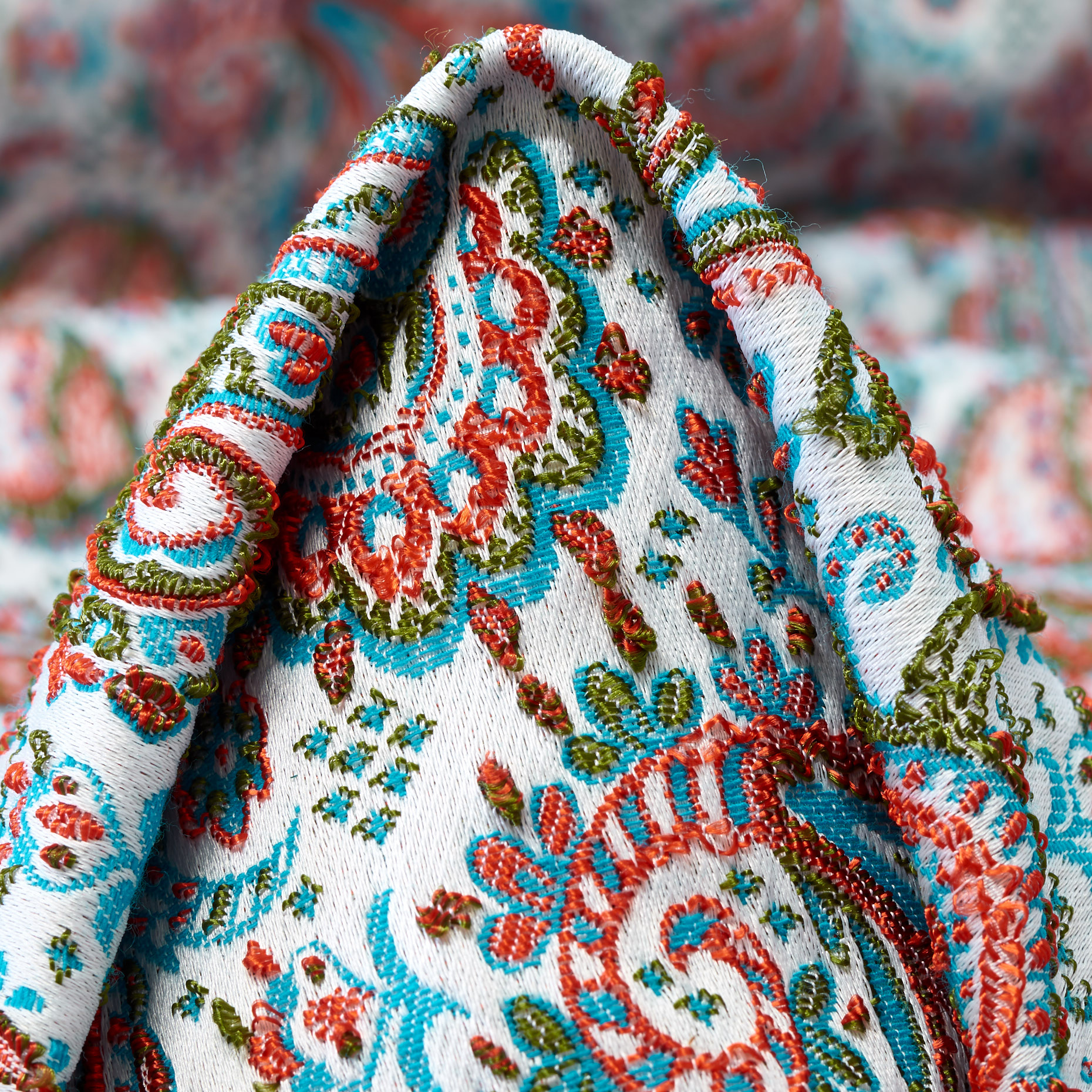 JACQUARD, COTTON BLEND, PAISLEY, LUCENT WHITE&BLUE CURACAO