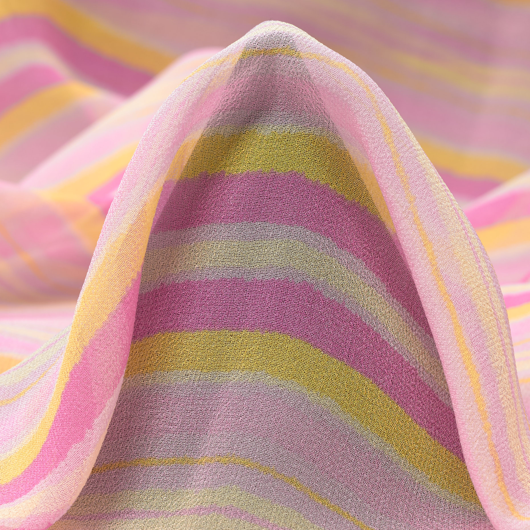 SILK, CRÊPE DE CHINE, STRIPES, STRAWBERRY MOON (F000034302)