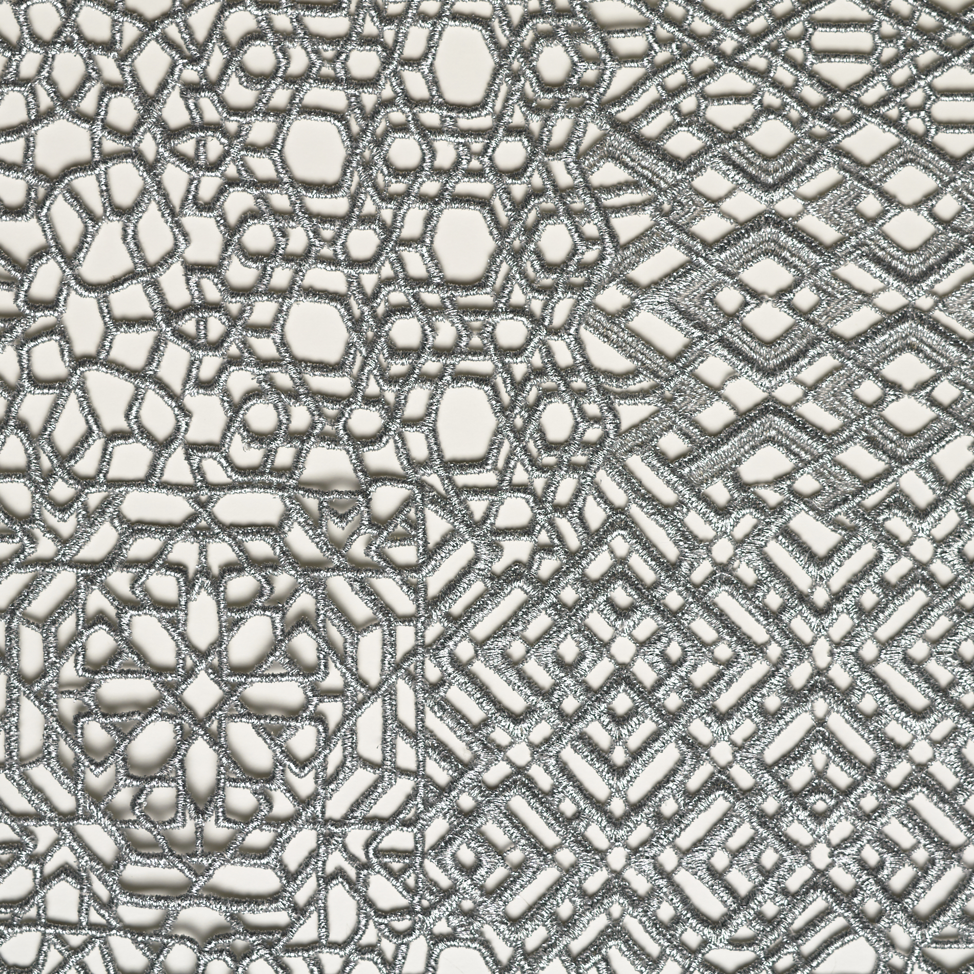 Koronka, Poliamid, Wydrukowany, Silver (F000034417) - Tkana