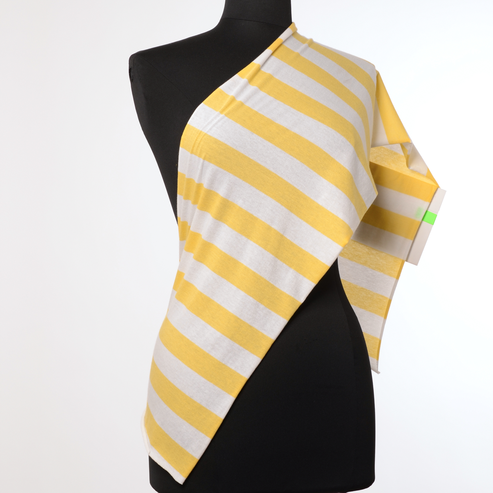 Трикотаж, Хлопок, Полоска, Lemon Zest&Brilliant White (F0000727) - Манекен