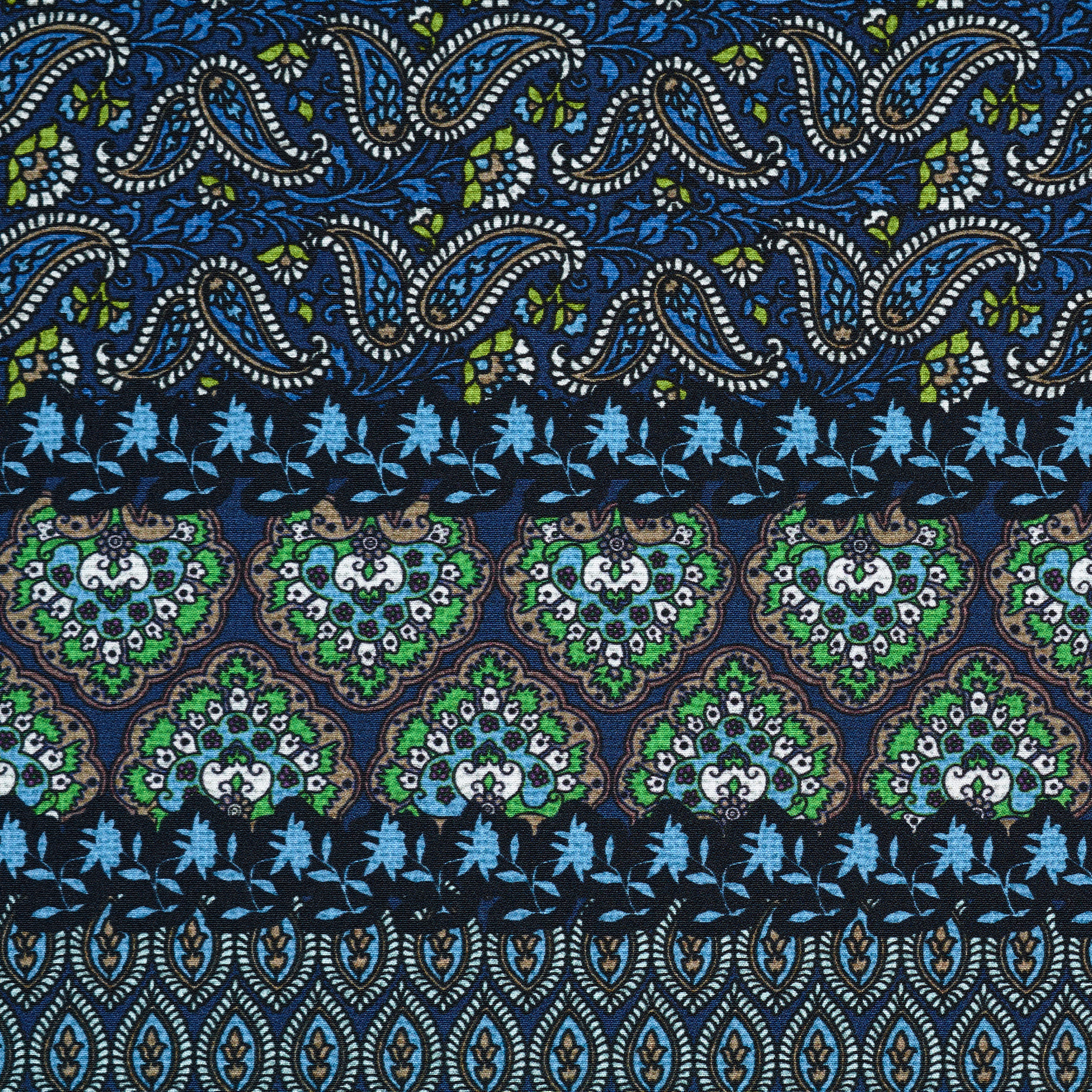 Техно Стрейч, Принт, Пейсли, Azure Blue (F000040770) - Ткань