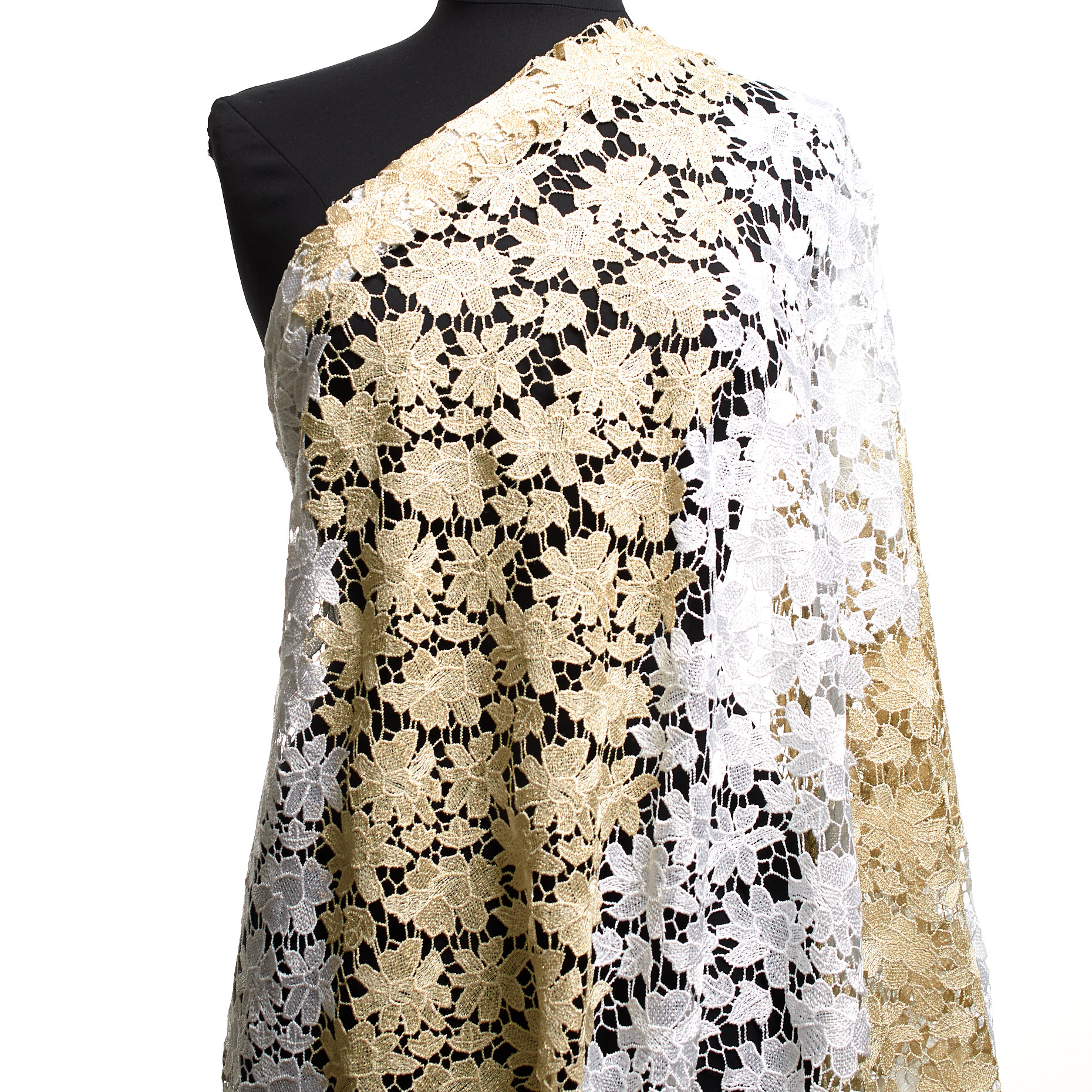 Pizzo, Lurex, Red Gold&Brilliant White (F000037642) - Manichino