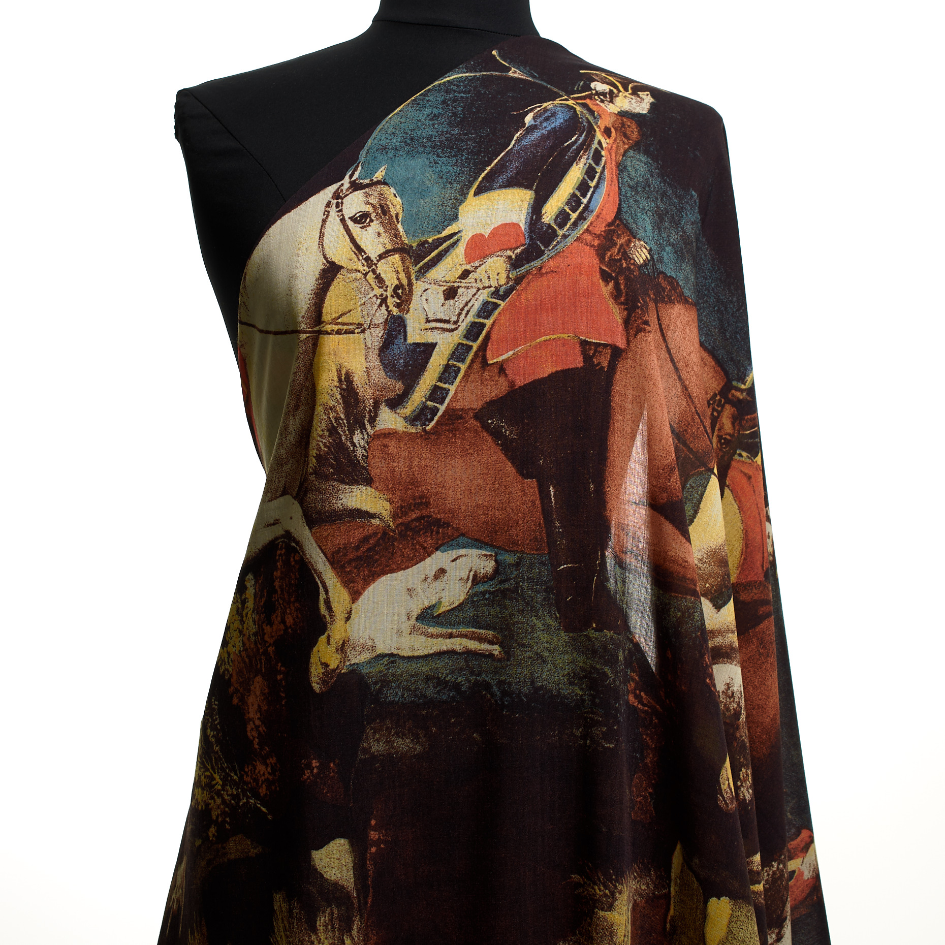 CRÊPE, VIRGIN WOOL, PRINTED, DUSTED CLAY&DEEP MAHOGANY (F000031821) - Mannequin