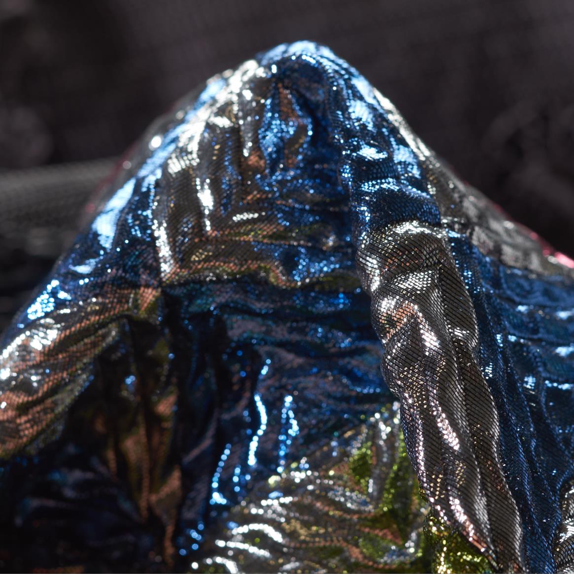 Жаккард , Шелк, Металлический, Azalea Pink&Raven Black