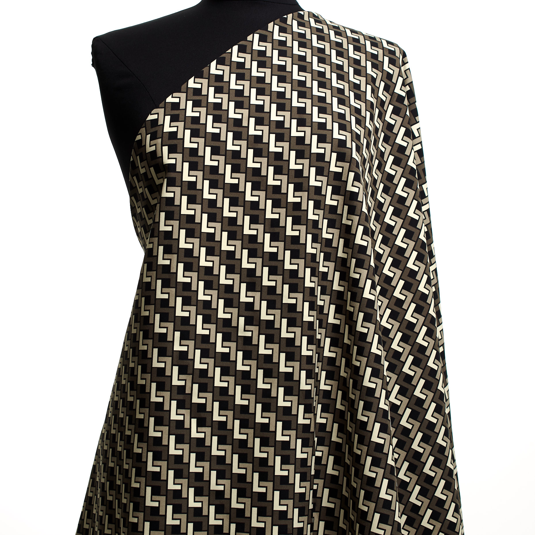 Techno Jersey, Imprimé, Haute Elasticité, Bone White&Raven Black (T0000506) - Mannequin