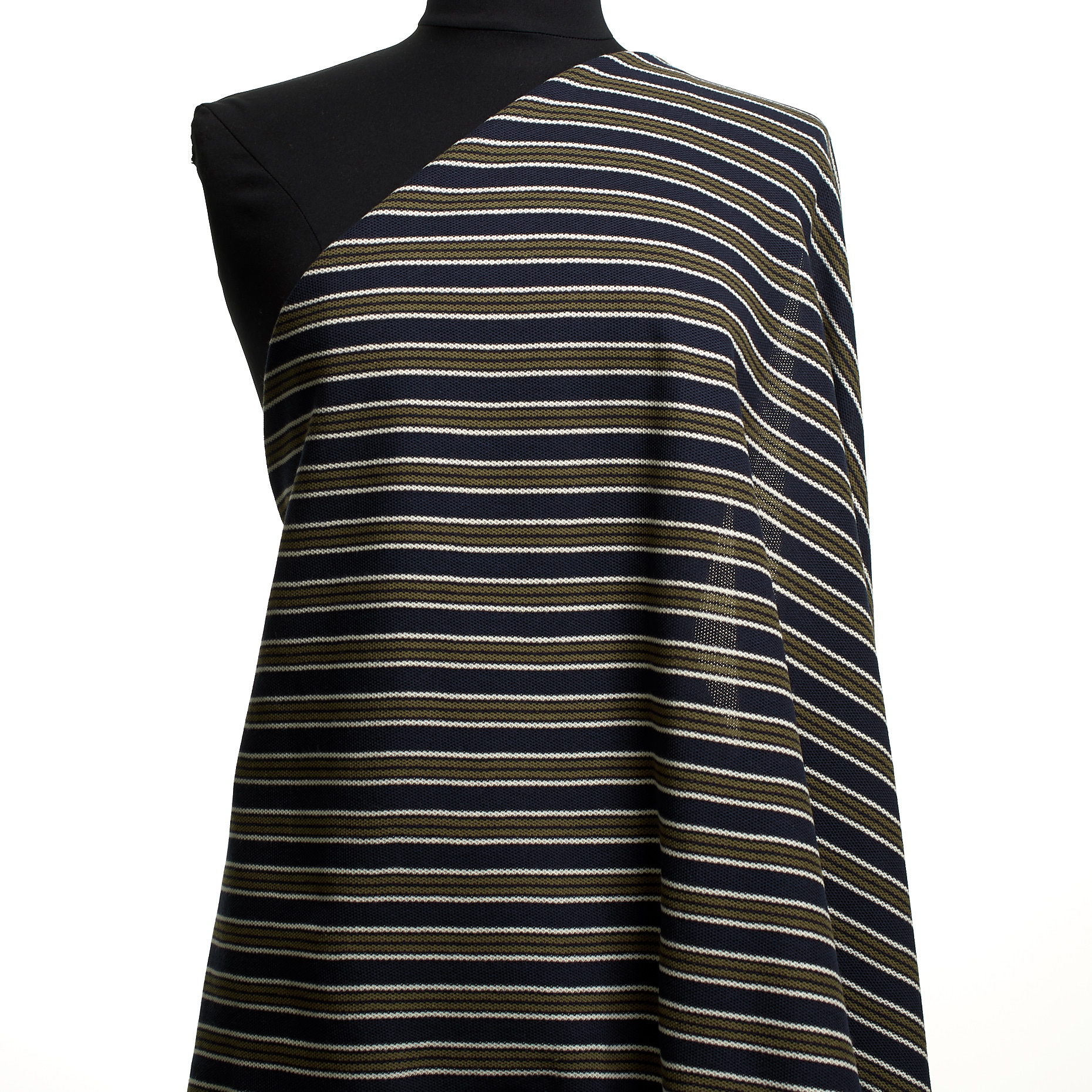 Трикотаж, Хлопок, Полоска, Parisian Night&Snow White (F000048052) - Манекен