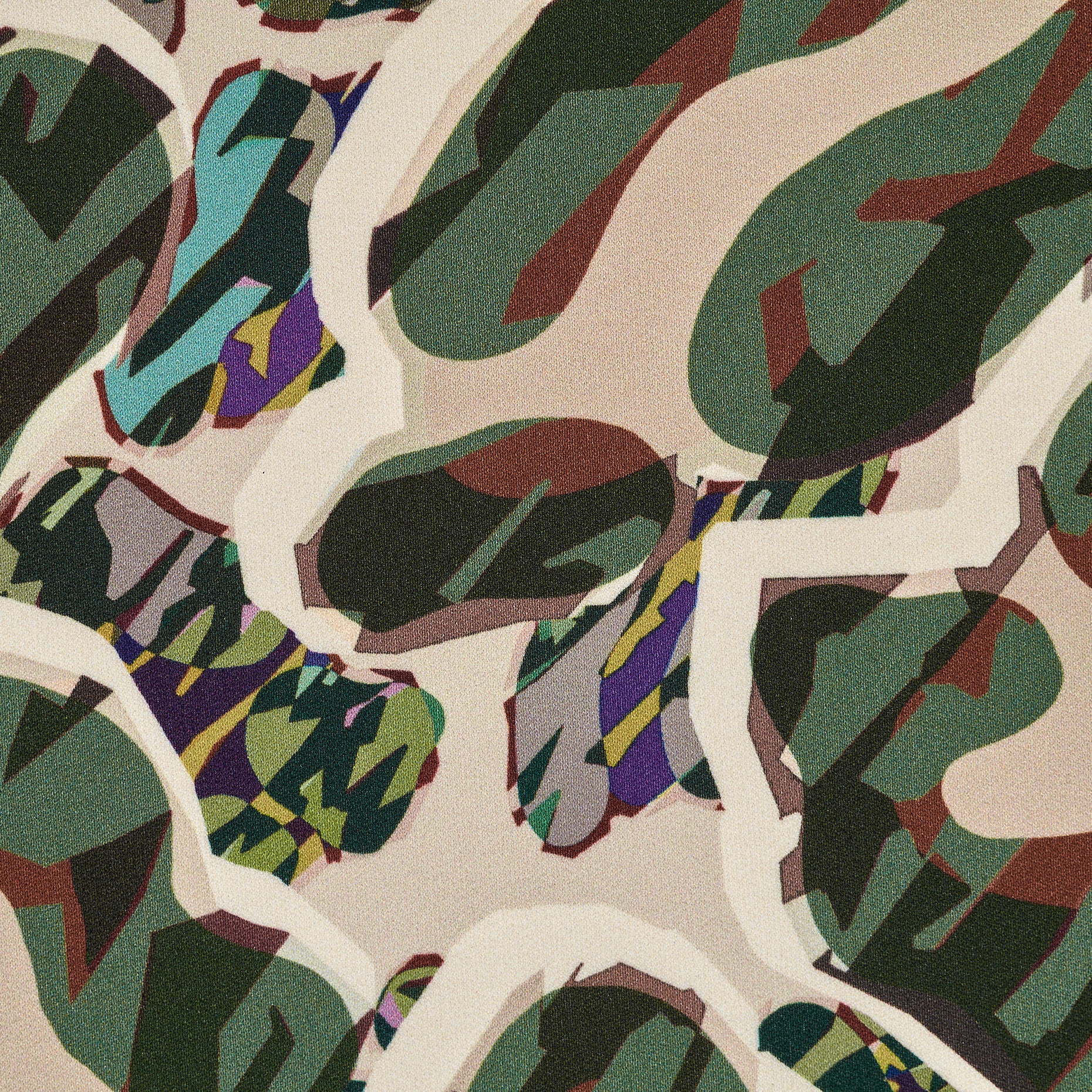 Трикотаж, Принт, Jungle Green&Multicolor (F000042944) - Ткань