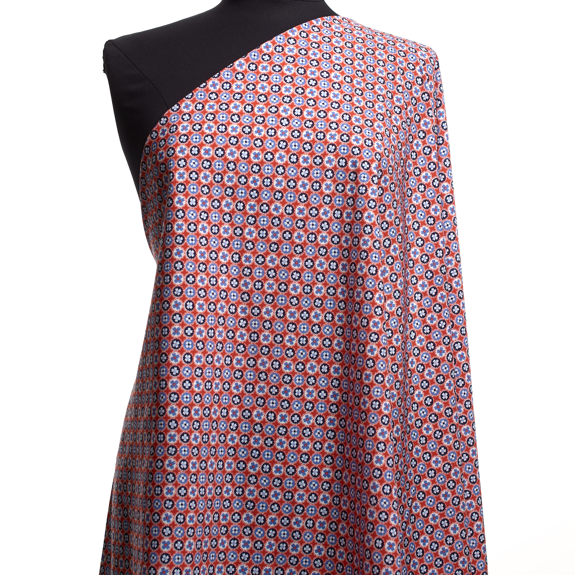 Techno Jersey, Drukowane, Wysoka elastyczność, Deep Sea Coral&Bel Air Blue (F000041522) - Manekin