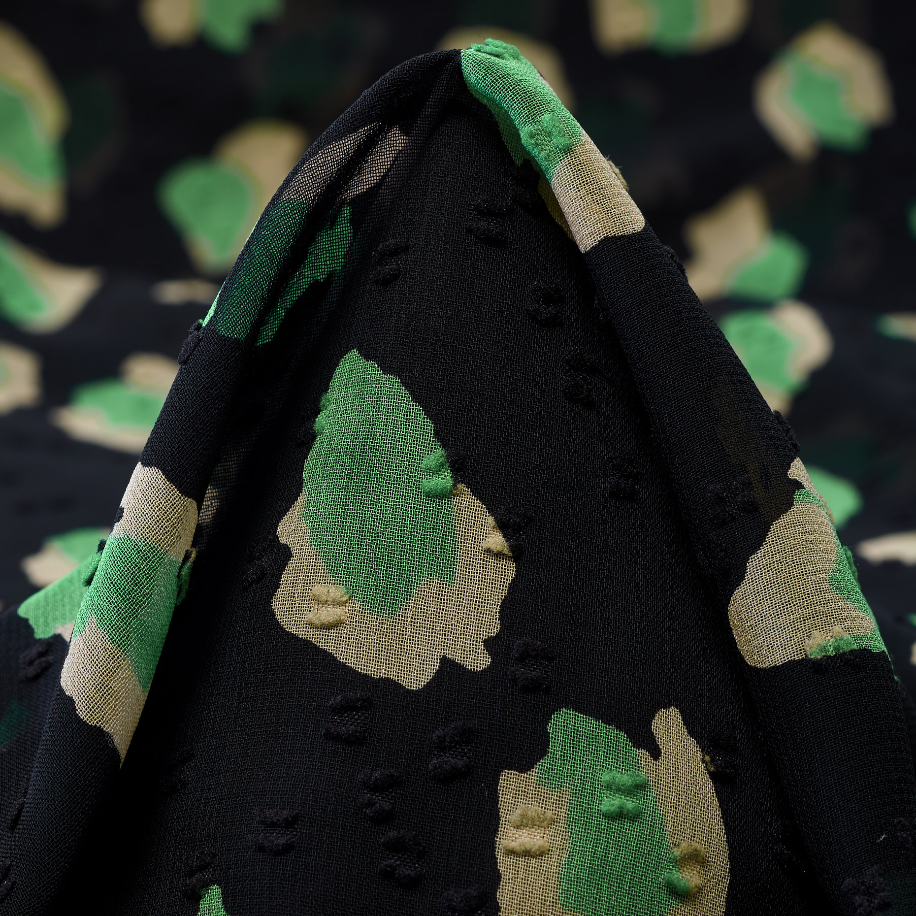 Chifón, Estampado, Transparente, Jet Black&Mint (F000046346)