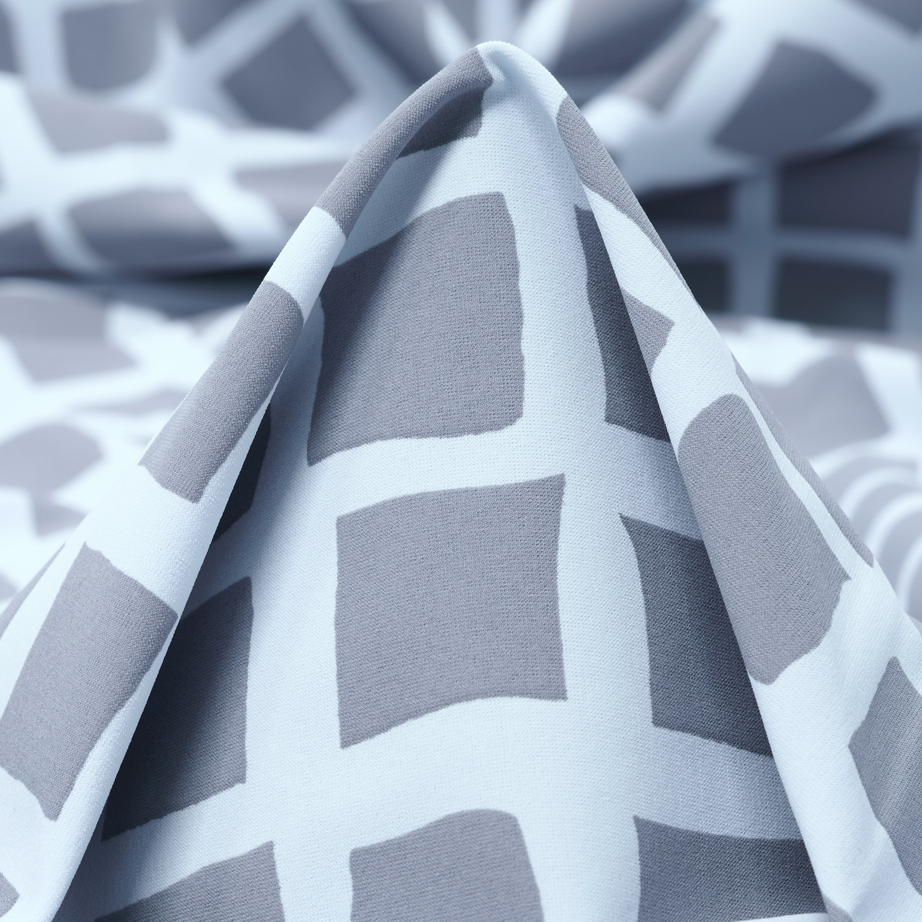 Techno Jersey, Imprimé, Haute Elasticité, Skywriting&Ghost Gray (F000041329)