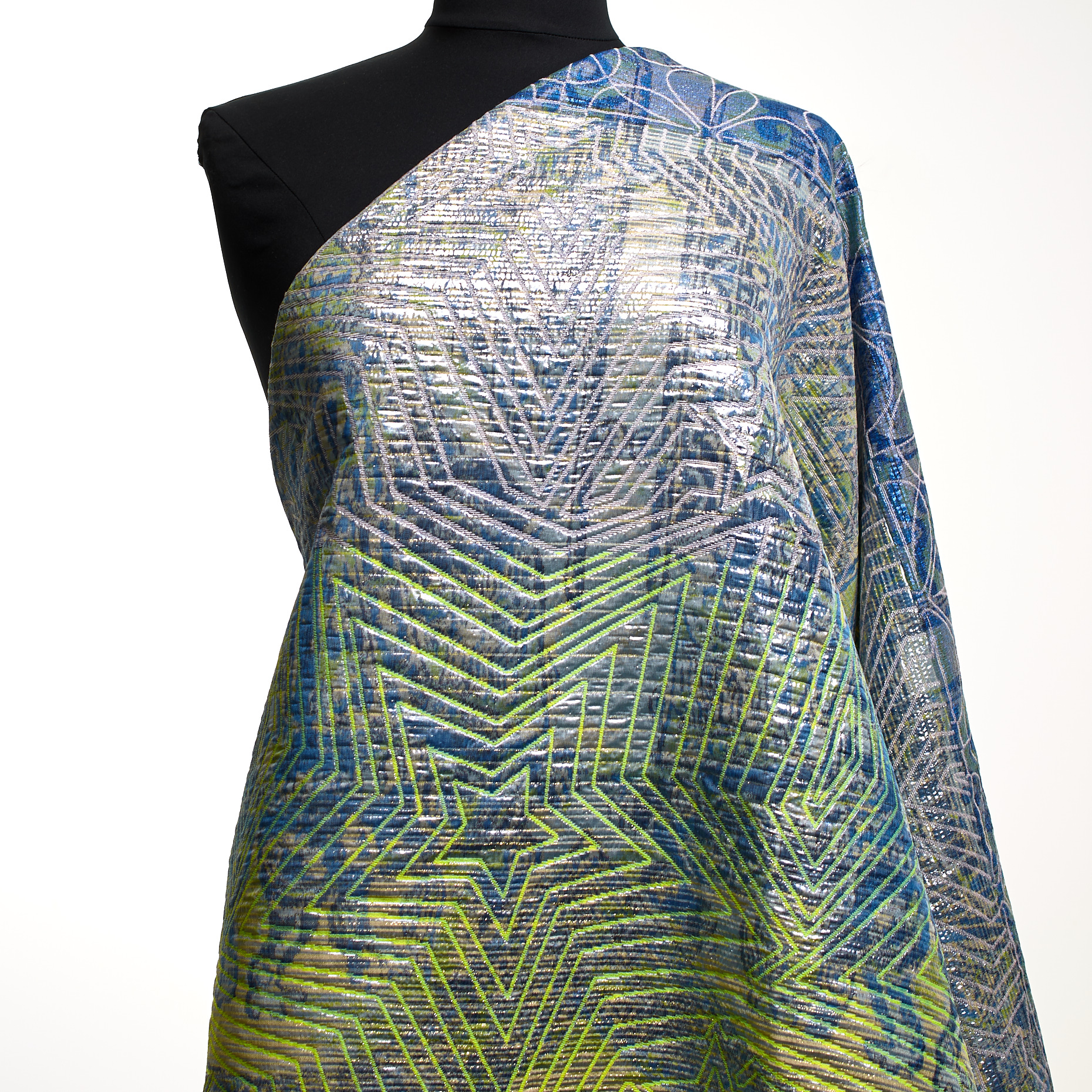 Jacquard, Algodón, Metallic, Silver&Acid Lime (F000045425) - Maniquí