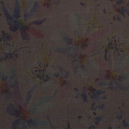 VISCOSE BLEND, PRINTED, FLORAL, MUSHROOM&ANTHRACITE (AQ000009) - Texture