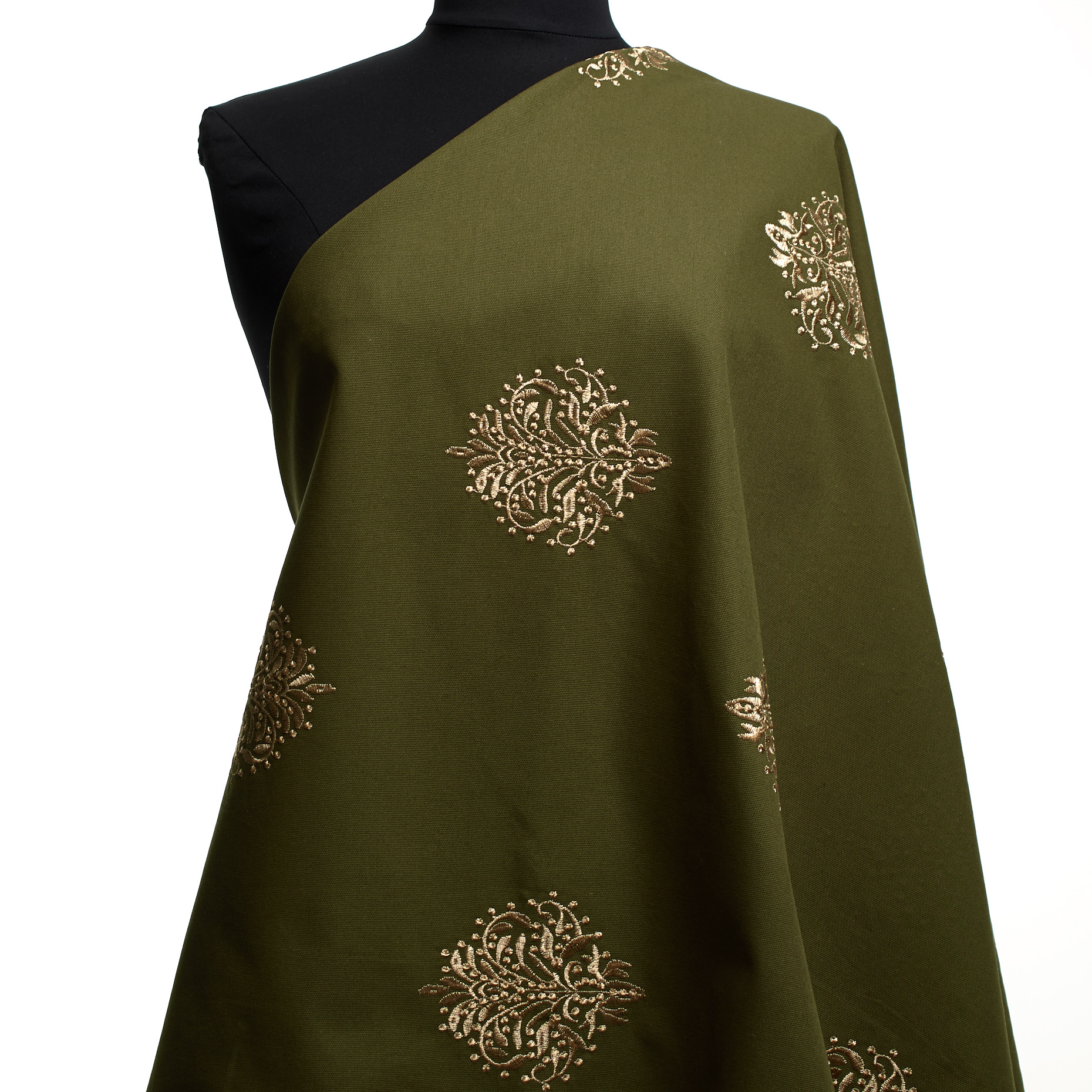 COTTON, EMBROIDERED, BURNT OLIVE&RED GOLD (F000048283) - Mannequin