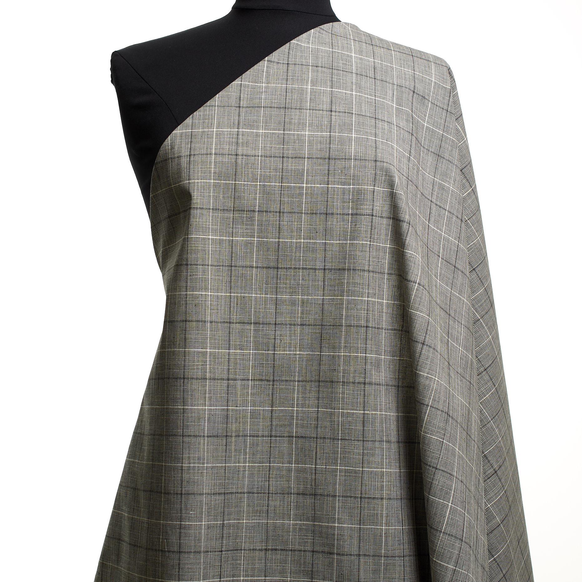 COTTON, LINEN, CHECK, ANTIQUE WHITE&RAVEN BLACK (F000044344) - Mannequin