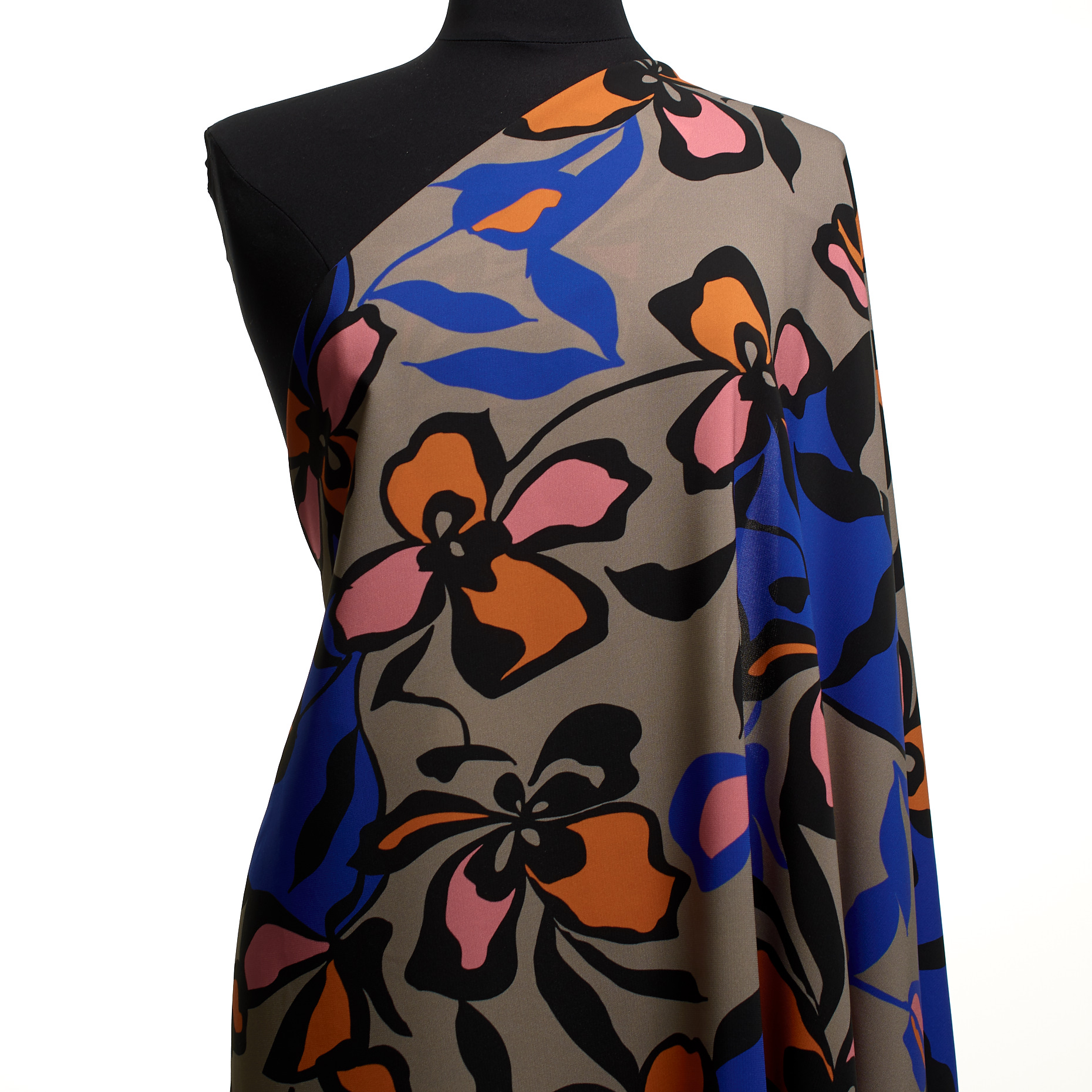CRÊPE, VISCOSE, PRINTED, MOON ROCK&LAPIS BLUE (F000048688) - Mannequin