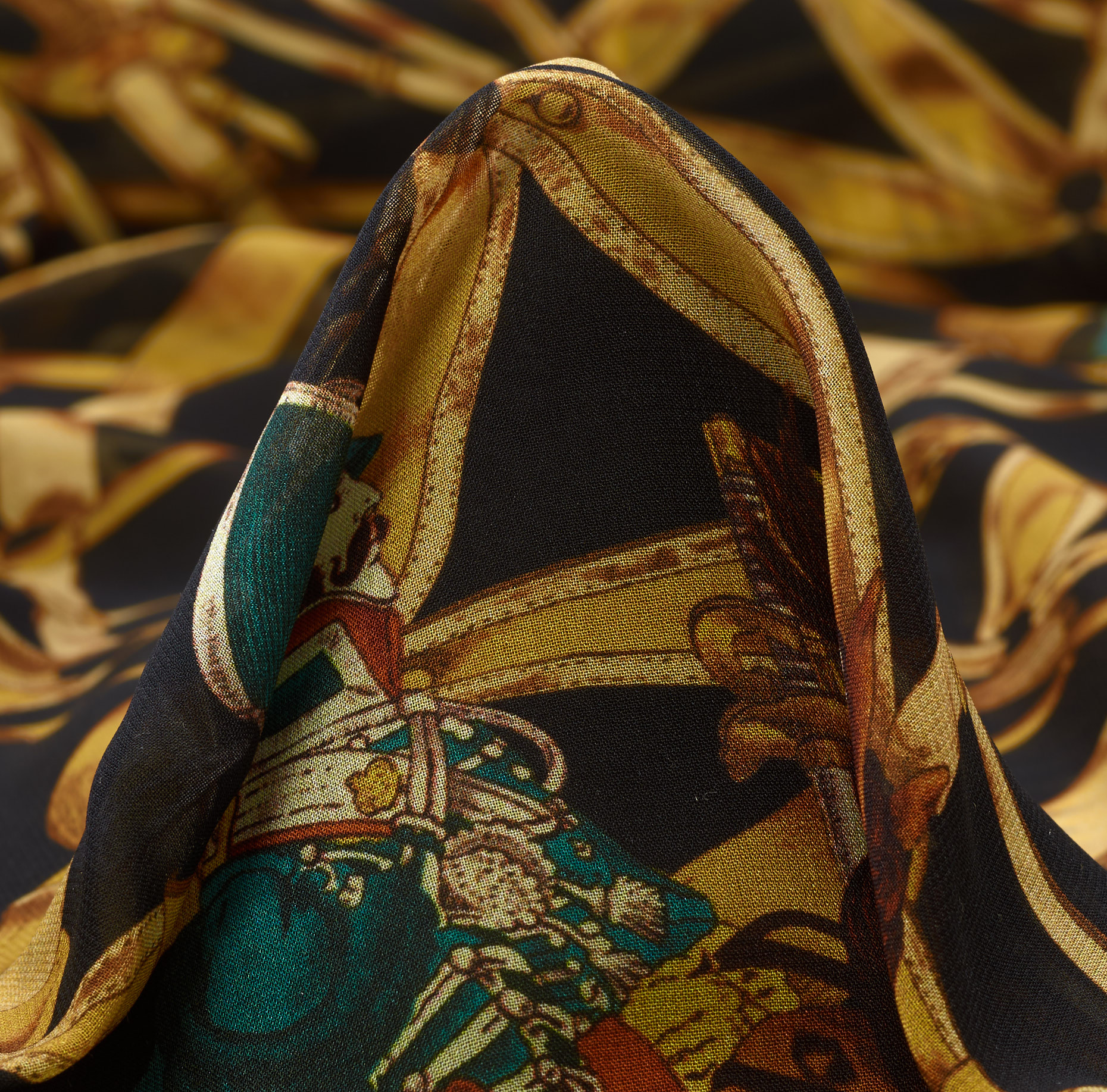 CRÊPE DE CHINE, PRINTED, RAVEN BLACK&BEIGE (F000031968)