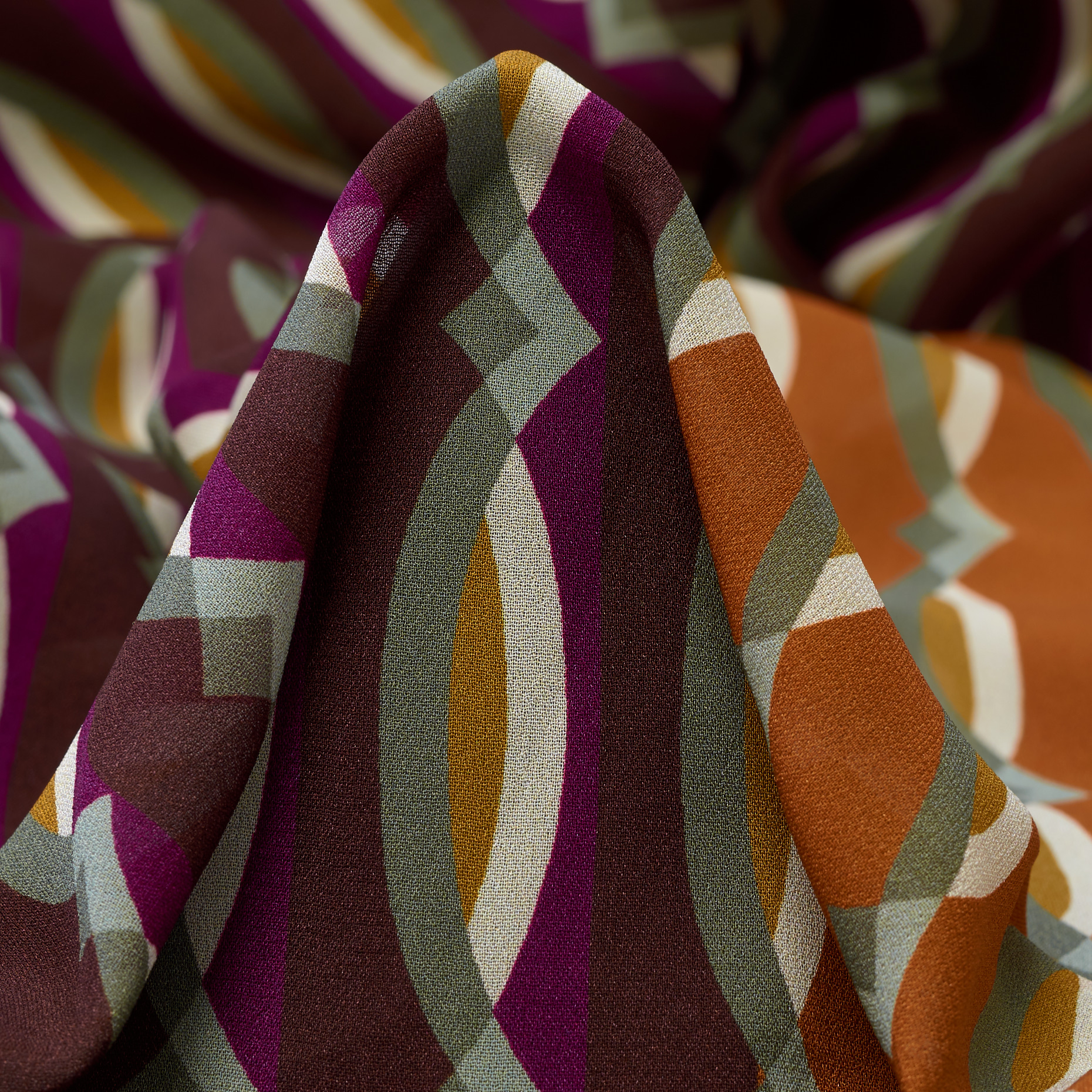 CRÊPE DE CHINE, PRINTED, MAGENTA HAZE&MIRAGE GRAY (F000049307)