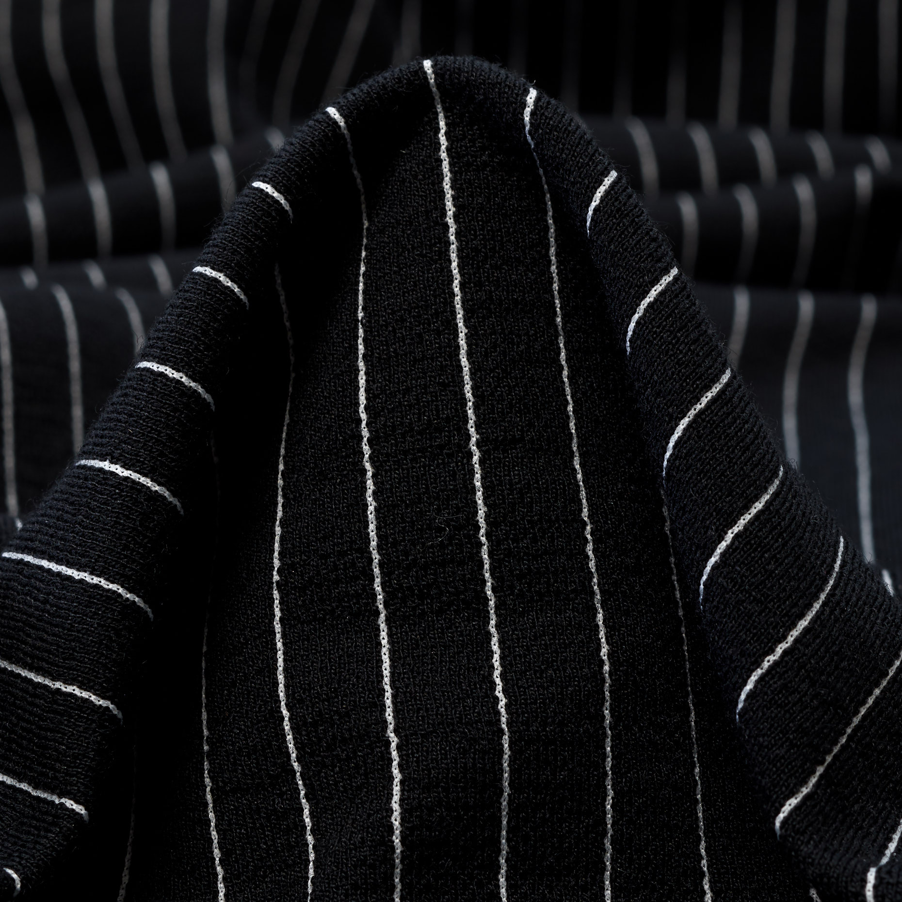 JERSEY, WOOL, STRIPES, RAVEN BLACK&SNOW WHITE (F000038451)