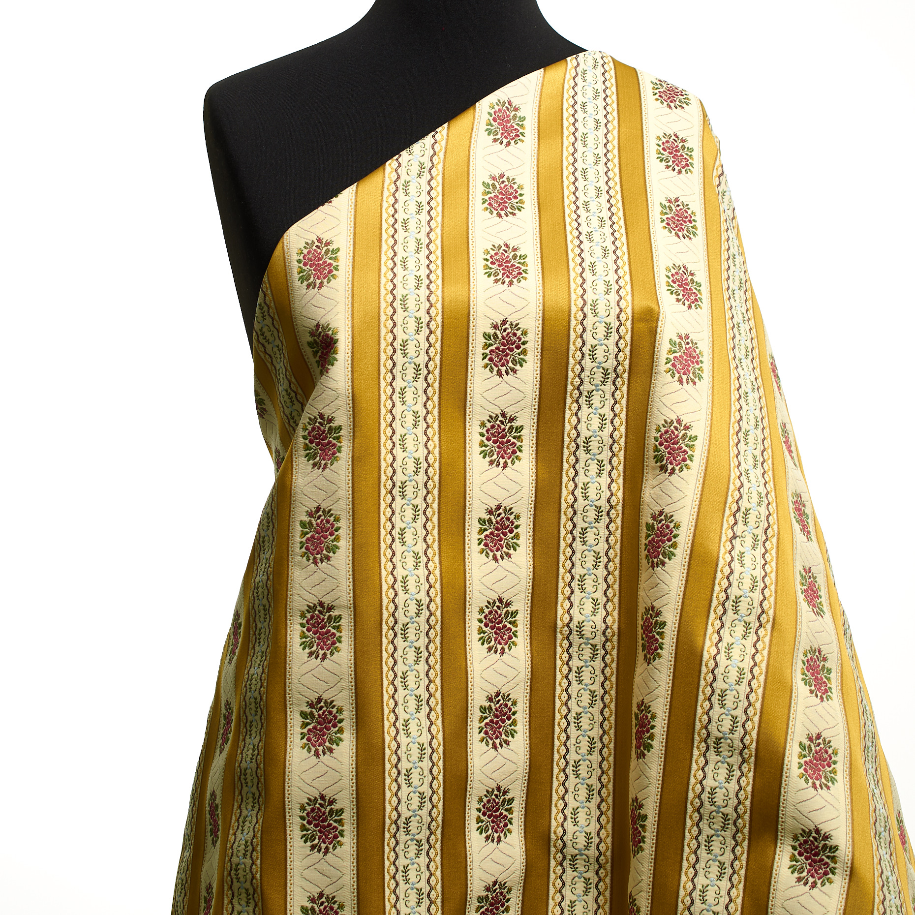 JACQUARD, COTTON, FLORAL, ANTIQUE WHITE&OLIVE OIL (F000049599) - Mannequin