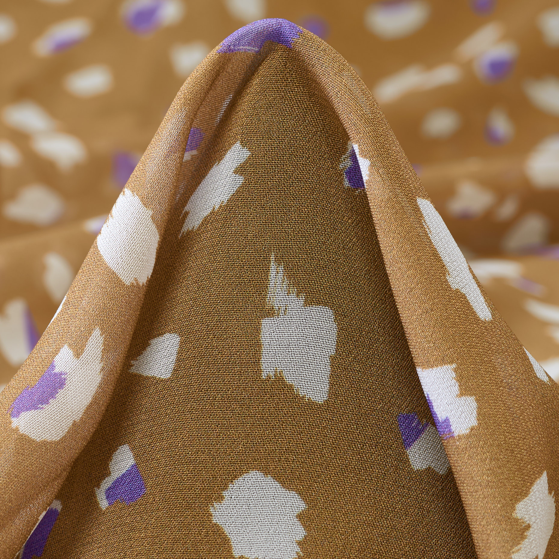 Chifón, Viscosa, Estampado, Tobacco Brown&Ultra Violet (F000043794)