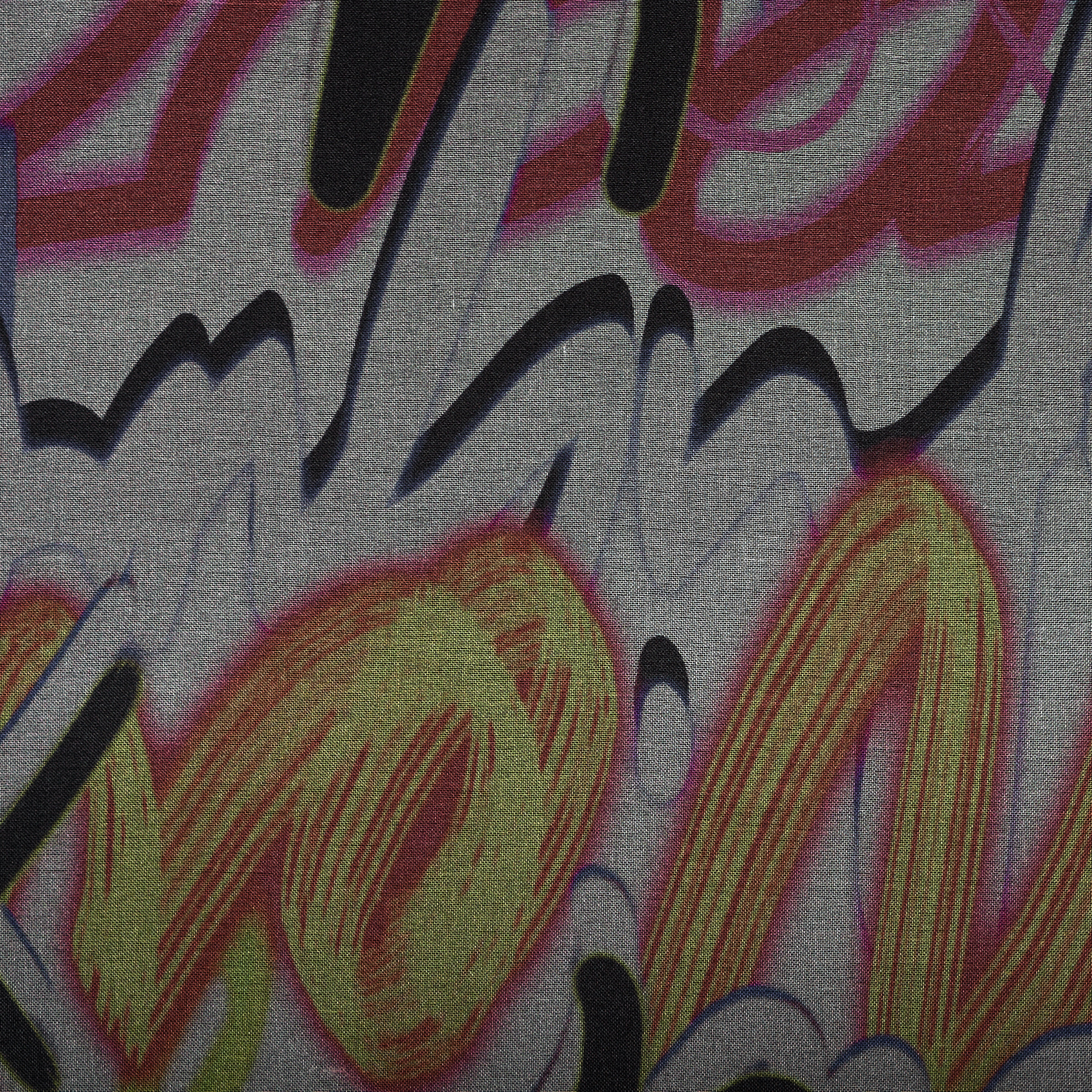 ORGANZA, SILK, PRINTED, VAPOROUS GRAY&YELLOW CREAM (F000049252) - Texture