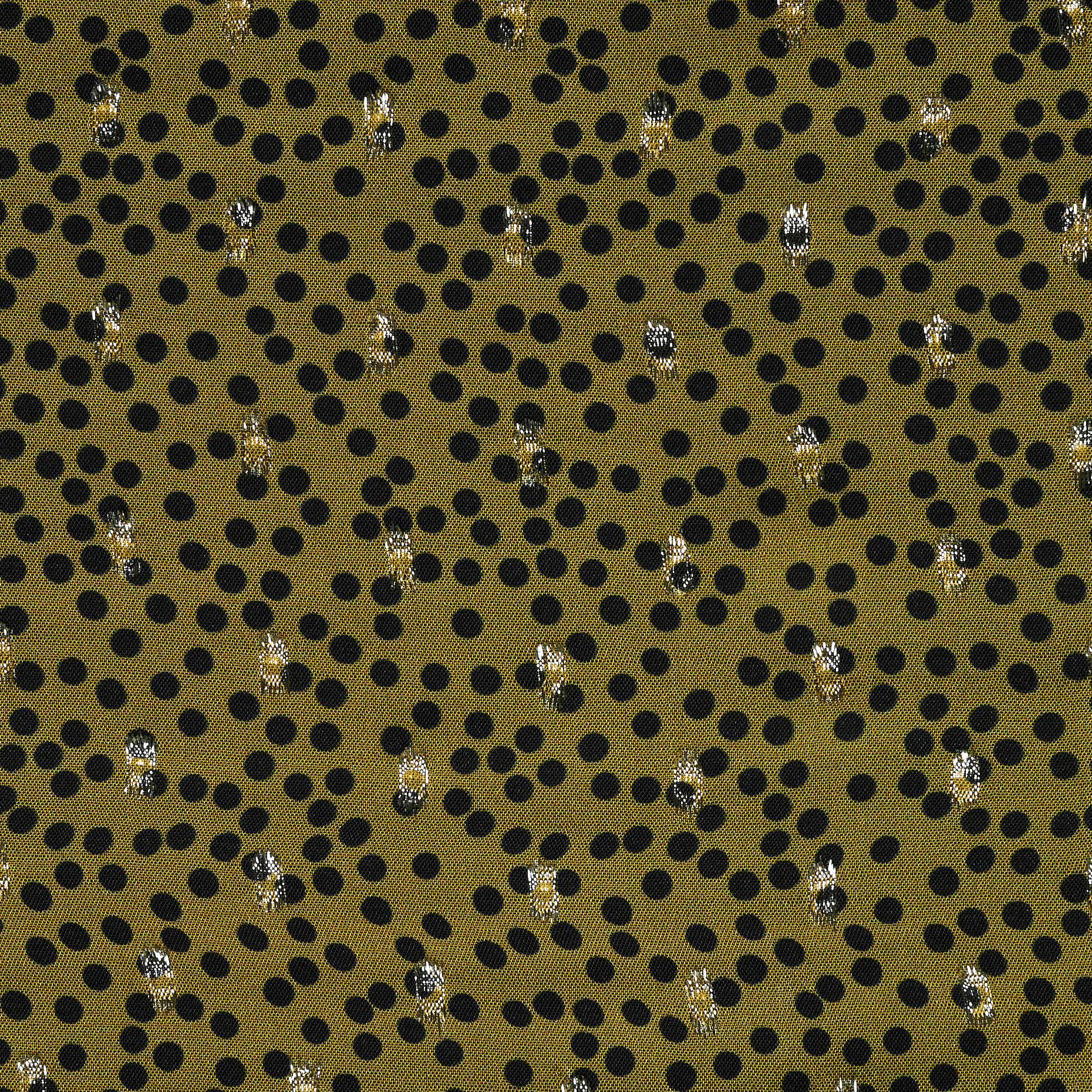 CRÊPE DE CHINE, VISCOSE, DOTS, CRESS GREEN&JET BLACK (F000049317) - Texture