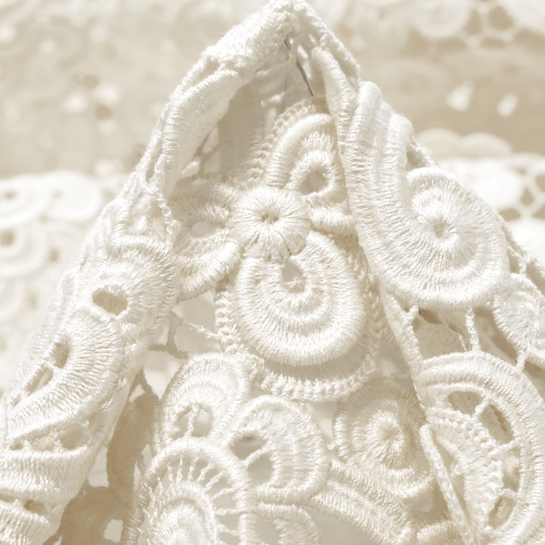 LACE, COTTON, FLORAL, BRILLIANT WHITE