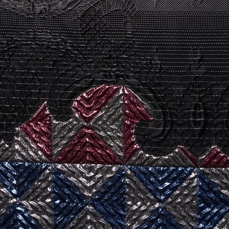 JACQUARD, SILK, METALLIC, AZALEA PINK&RAVEN BLACK (F000028048) - Texture