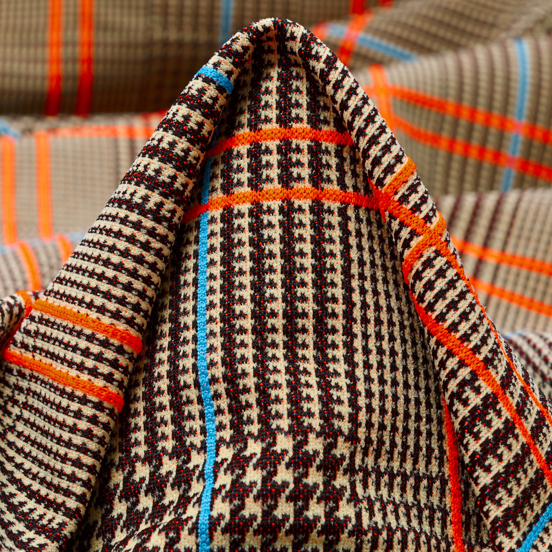 JERSEY, JACQUARD, ELASTIC, COGNAC&MANDARIN ORANGE