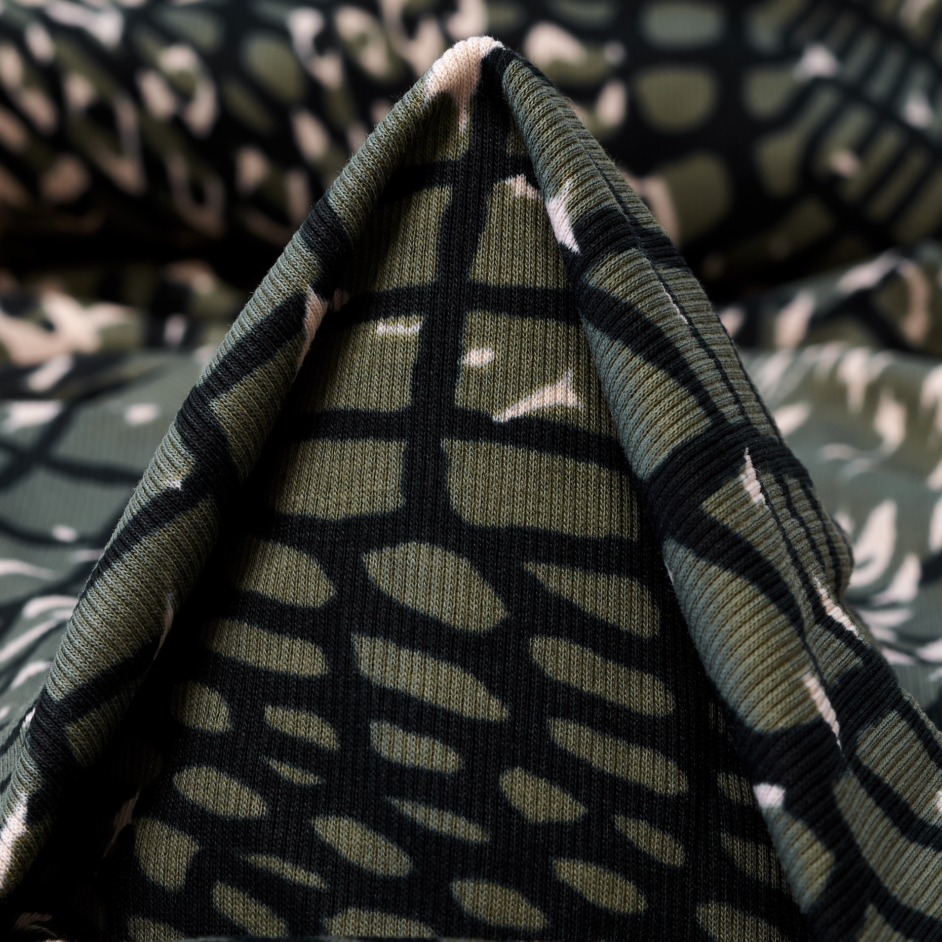 RIB JERSEY, COTTON, PRINTED, SAGE&IVORY (F000043060)