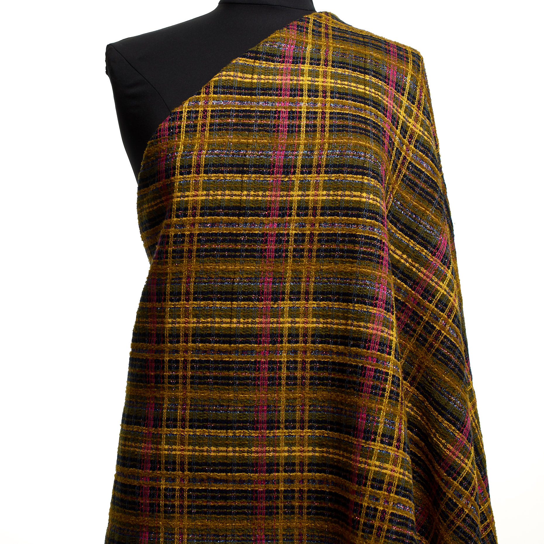 JACQUARD, VISCOSE BLEND, LUREX, BANANA CREAM&MAGENTA (P000003290) - Mannequin