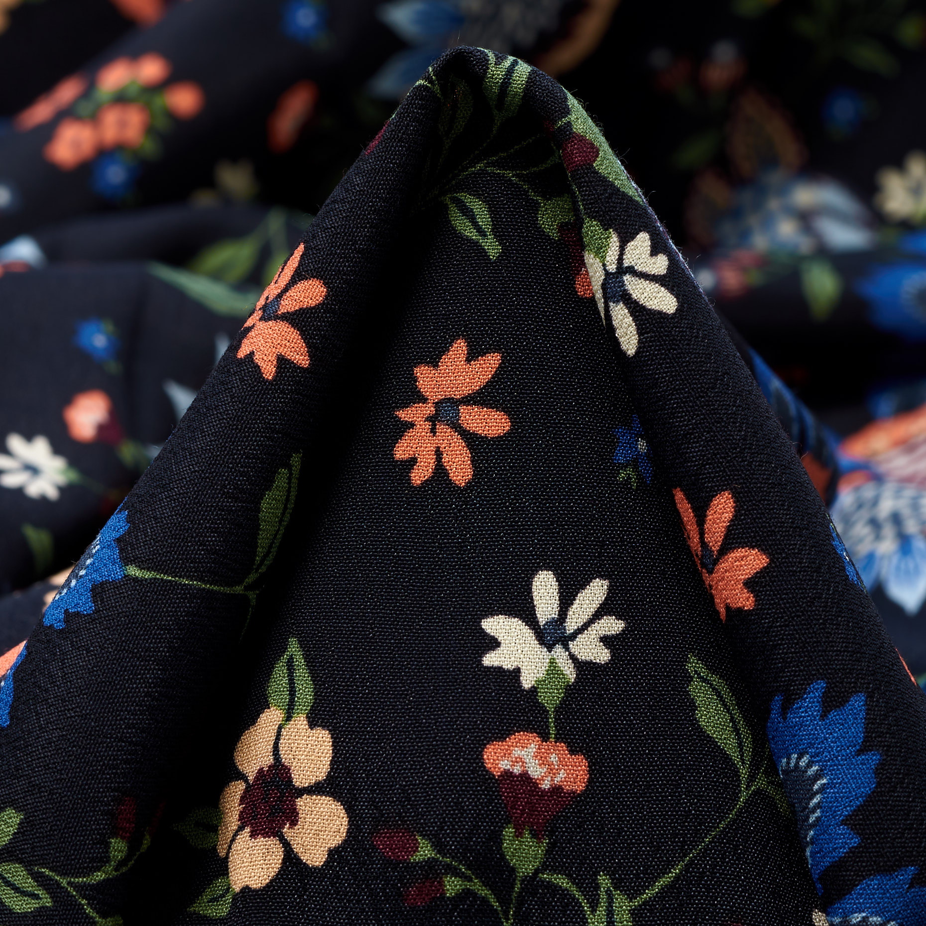 CRÊPE, VISCOSE, FLORAL, MULTICOLOR ON RAVEN BLACK (F000040259)