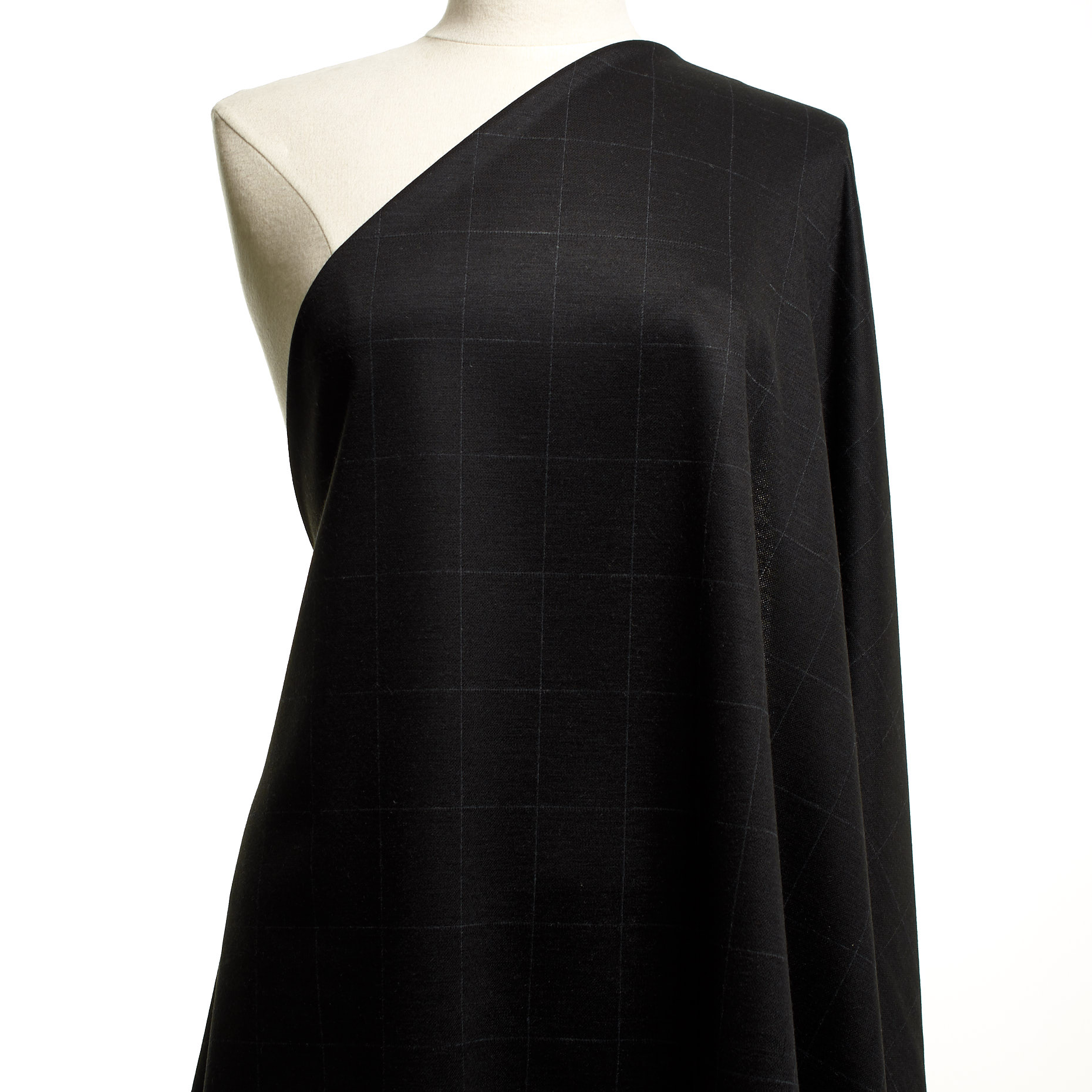 JERSEY, VIRGIN WOOL, CHECK, ASPHALT (F000044401) - Mannequin