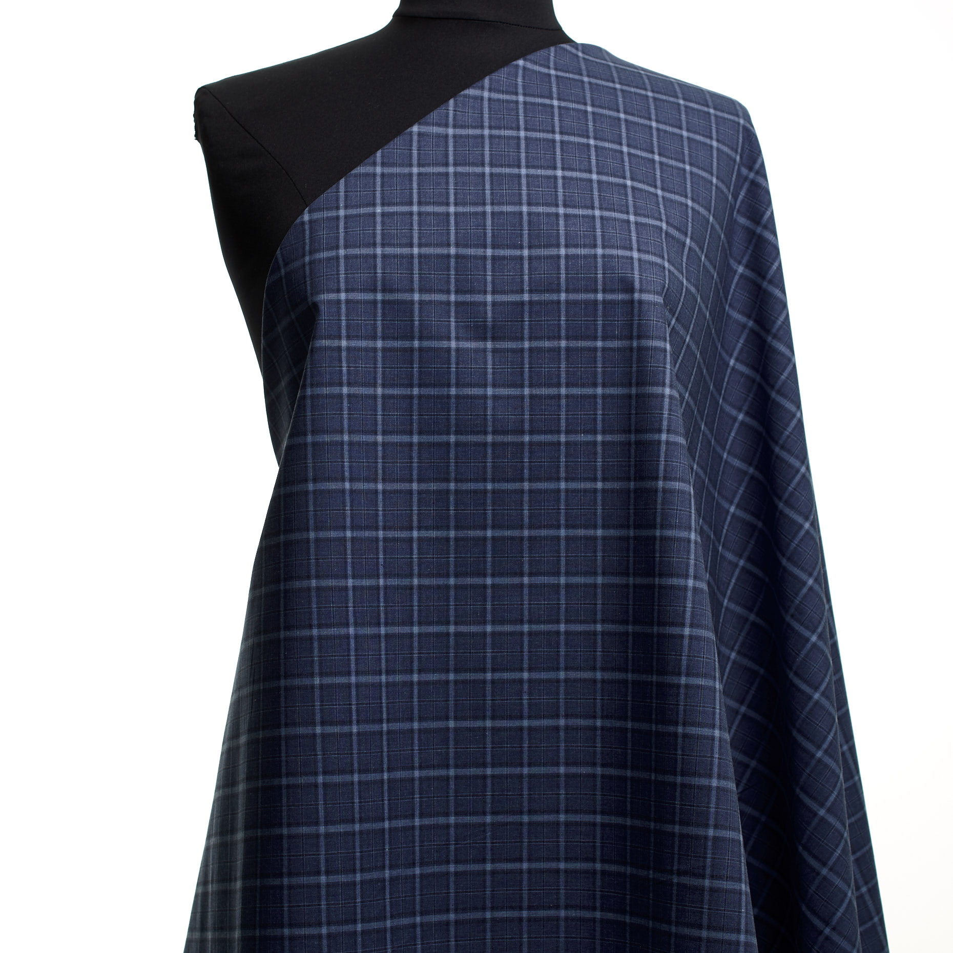 Popeline, Coton, Cadre, Dark Denim (F000045141) - Mannequin