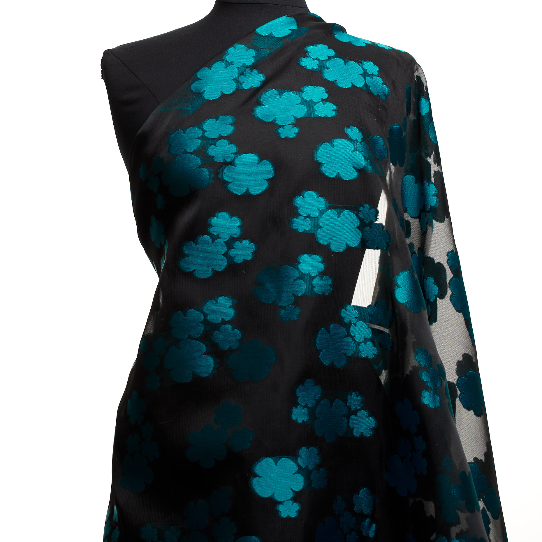 Jacquard, Organza, Floreale, Teal (F000037535) - Manichino