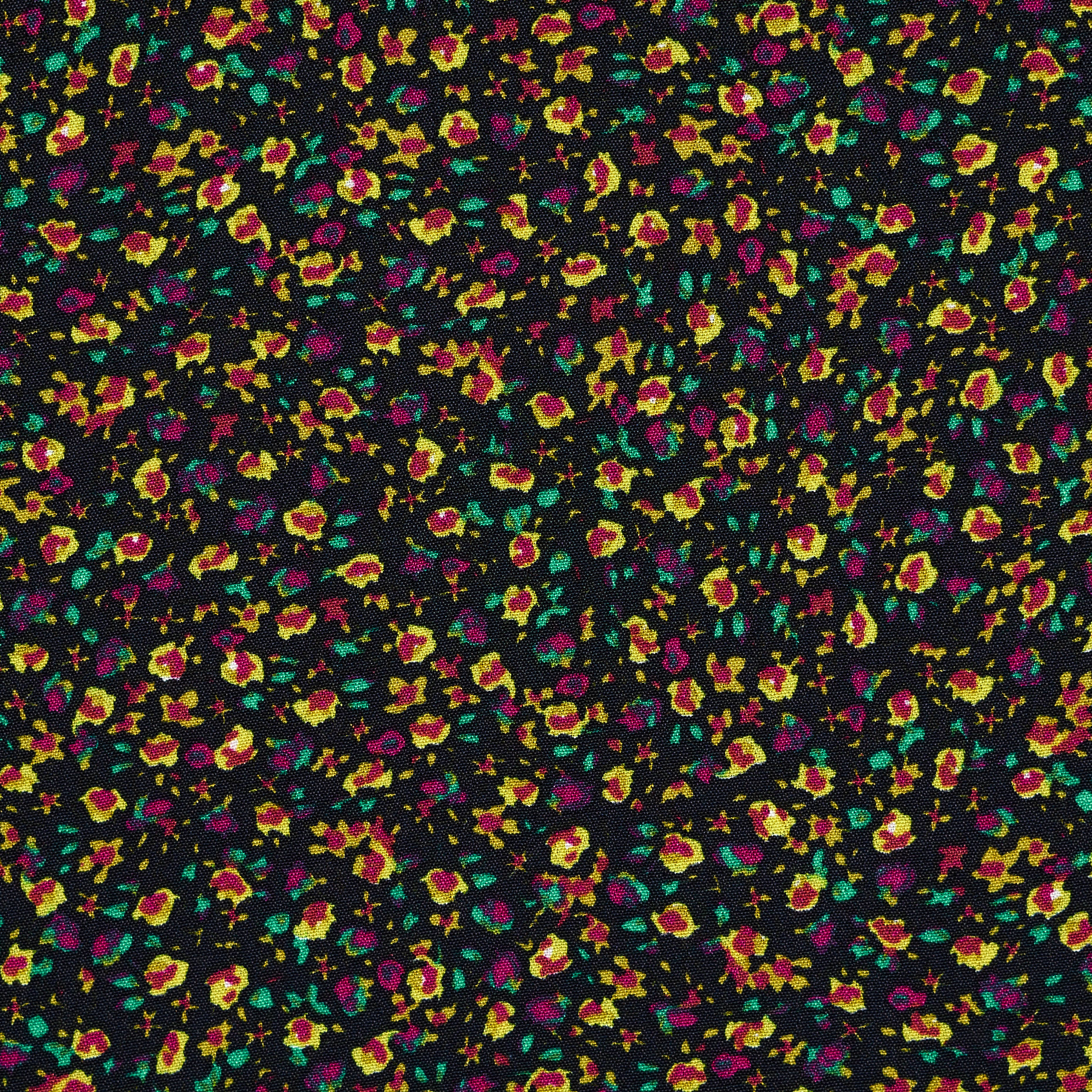 CRÊPE, VISCOSE, FLORAL, POPCORN&RAVEN BLACK (F000040098) - Texture