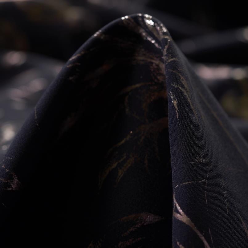 TECHNO STRETCH, FLORAL, SHIMMERING, RED GOLD&JET BLACK