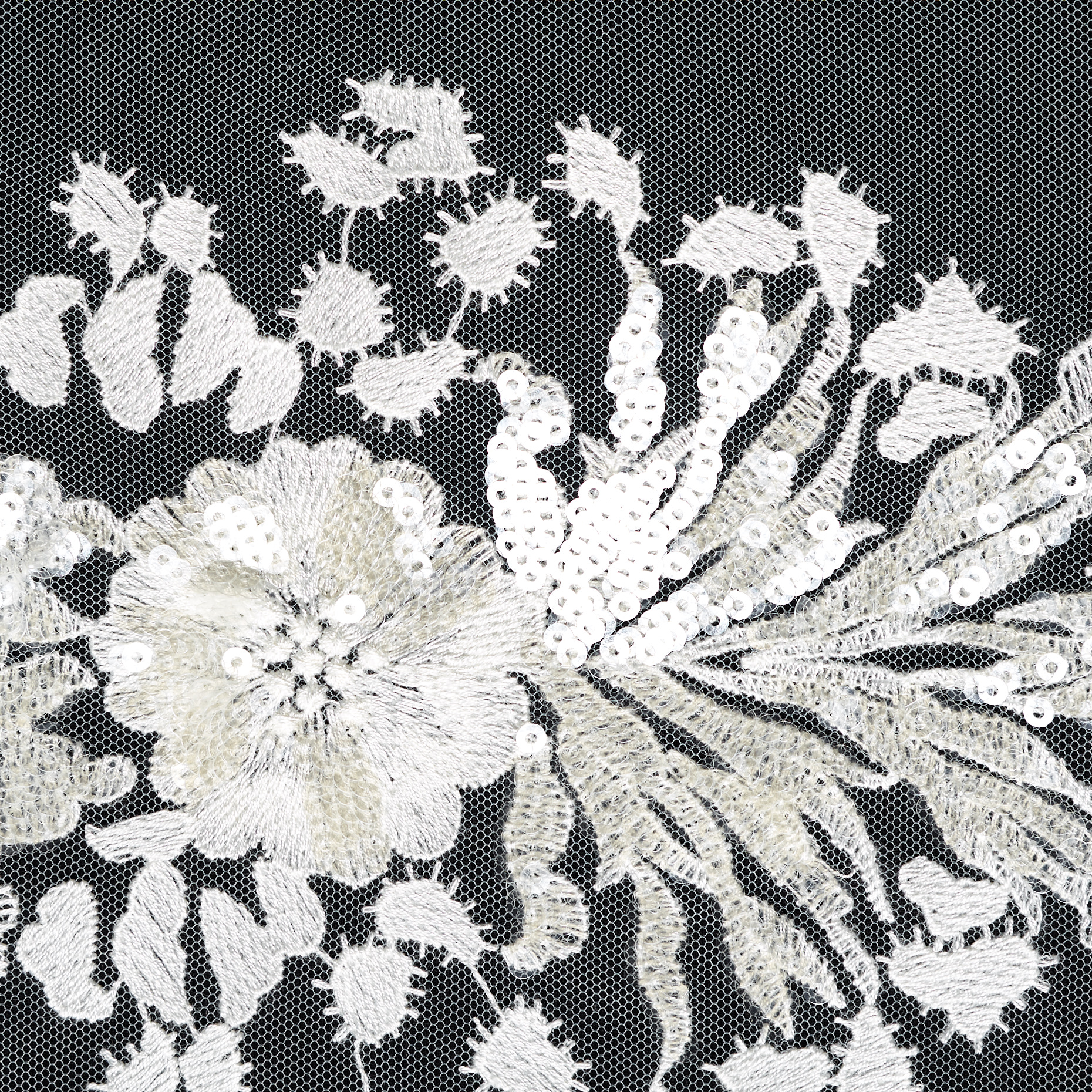 Dentelle, Coton, Paillettes, Snow White (F000047189) - Tissage