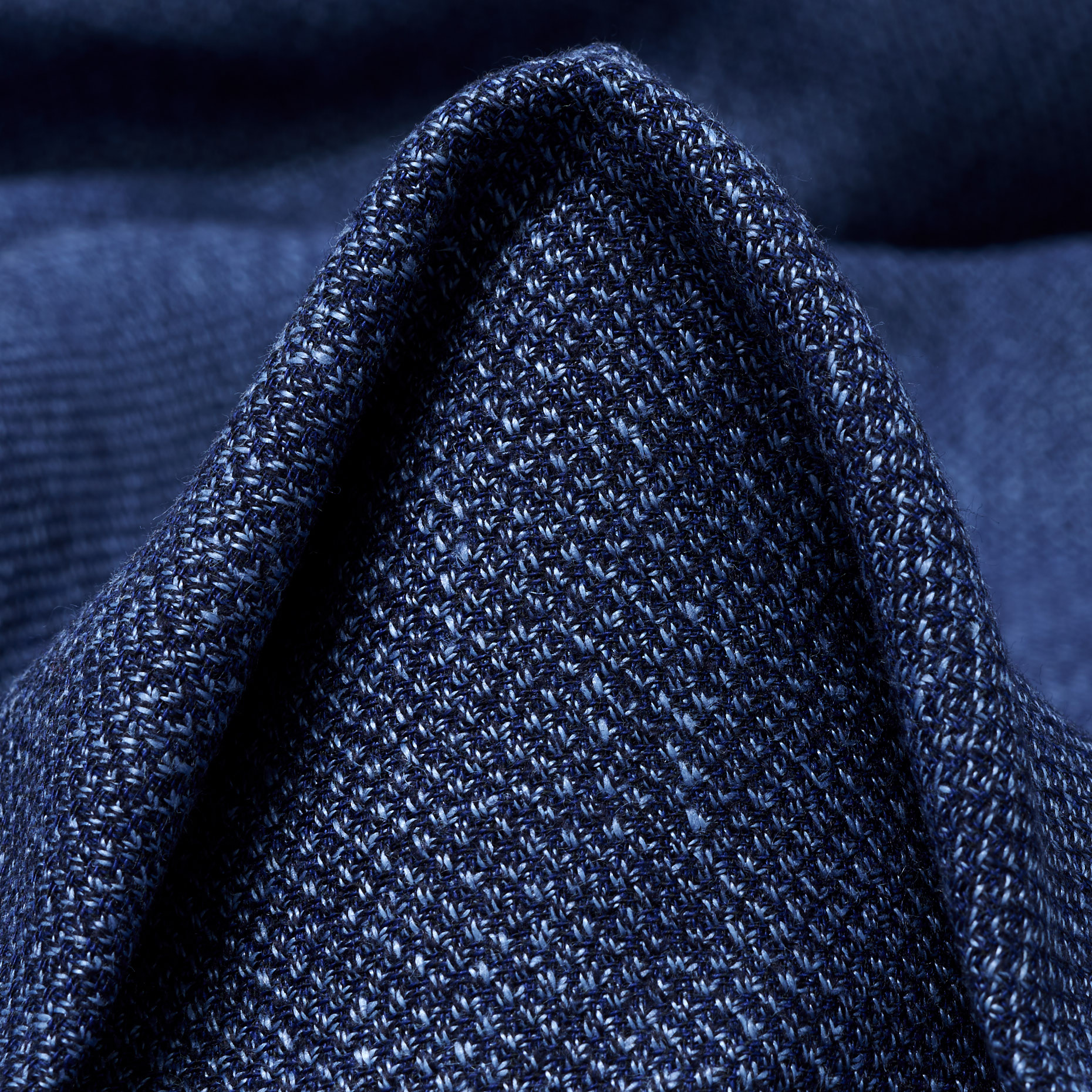PIQUÉ, LINEN, WOOL BLEND, BLUE INDIGO (F000042355)