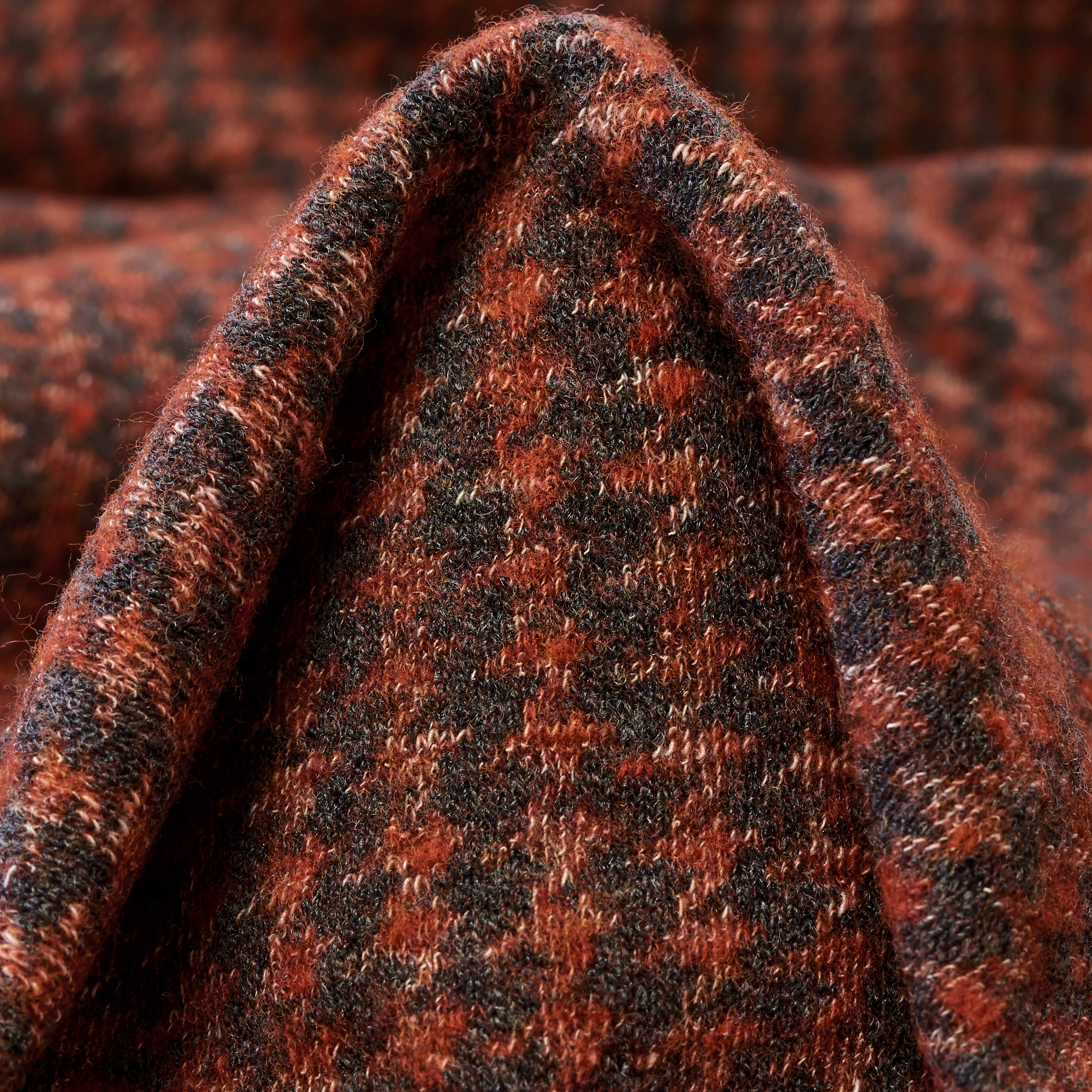 JACQUARD, JERSEY, HOUNDSTOOTH, STEEPLE GRAY&CORAL RED (F000043258)