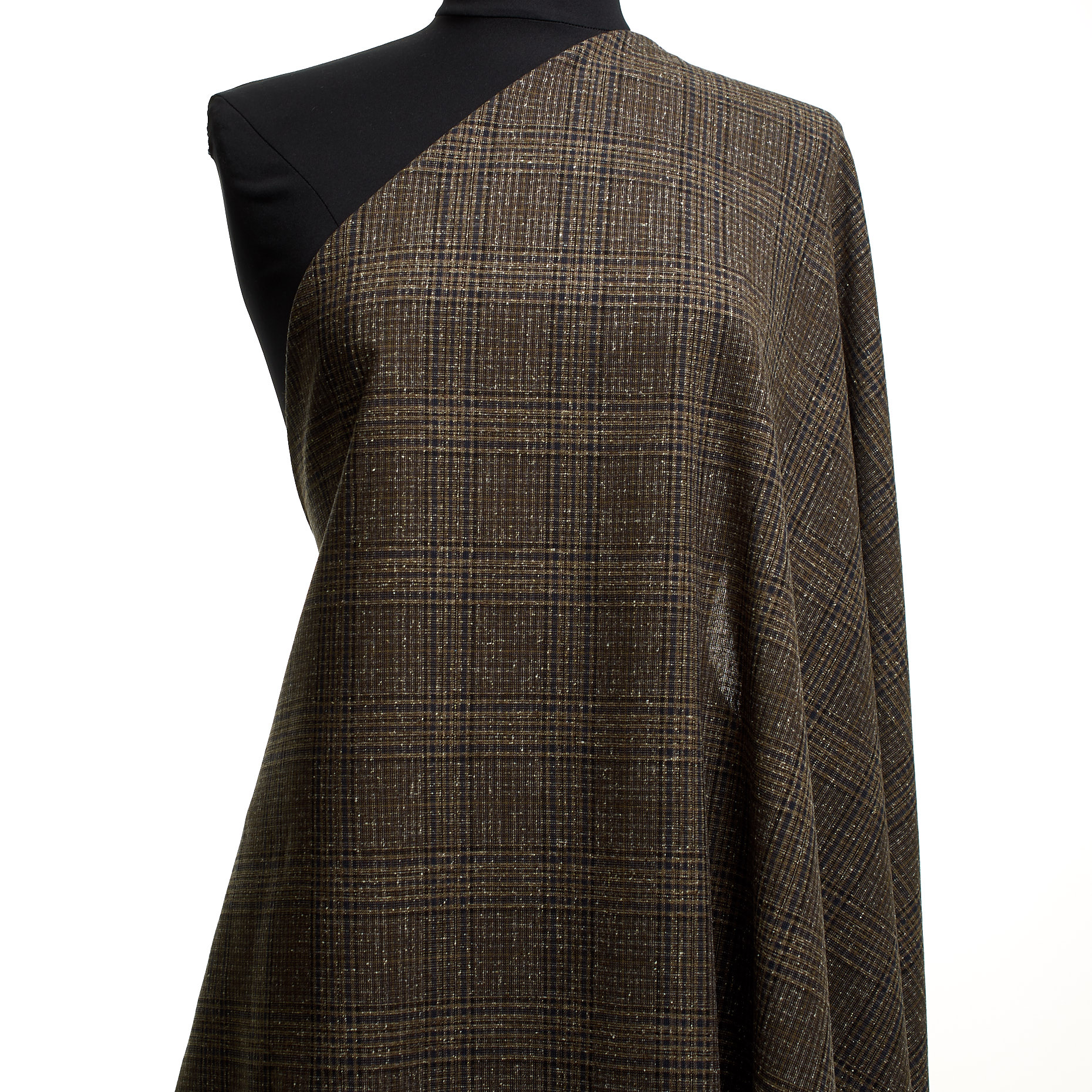 WOOL, SILK BLEND, CHECK, ROASTED CASHEW (F000044767) - Mannequin