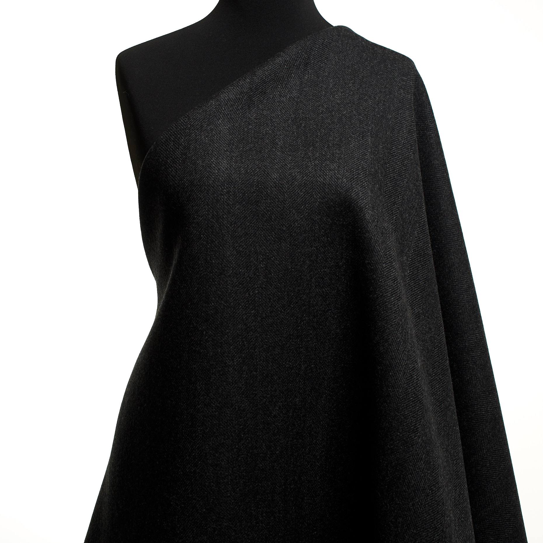 TWILL, BOILED WOOL, MELANGE, RAVEN BLACK&BLACK OLIVE (F000048957) - Mannequin
