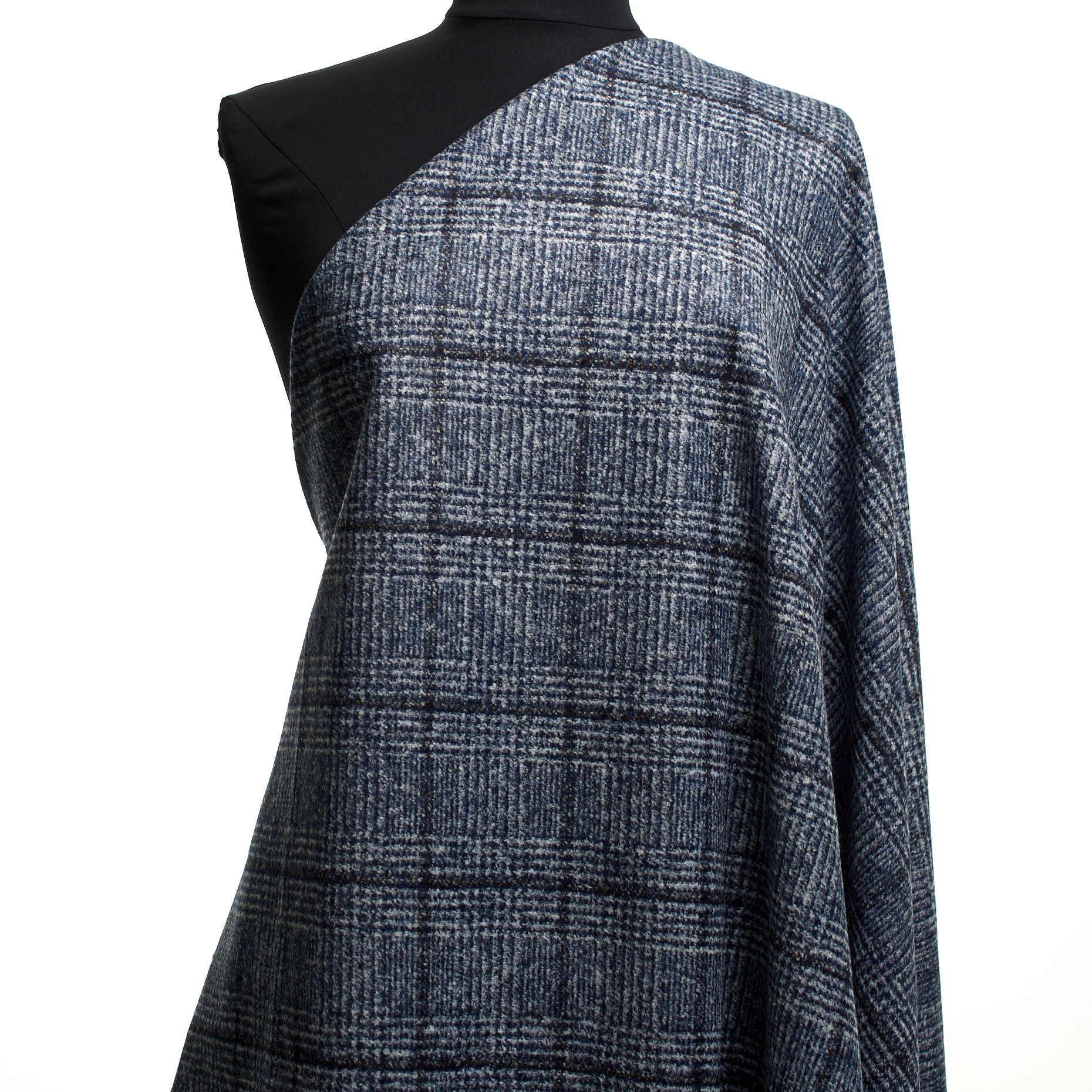 JERSEY, WOOL BLEND, CHECK, BLUE INDIGO&VAPOROUS GRAY (F000044785) - Mannequin