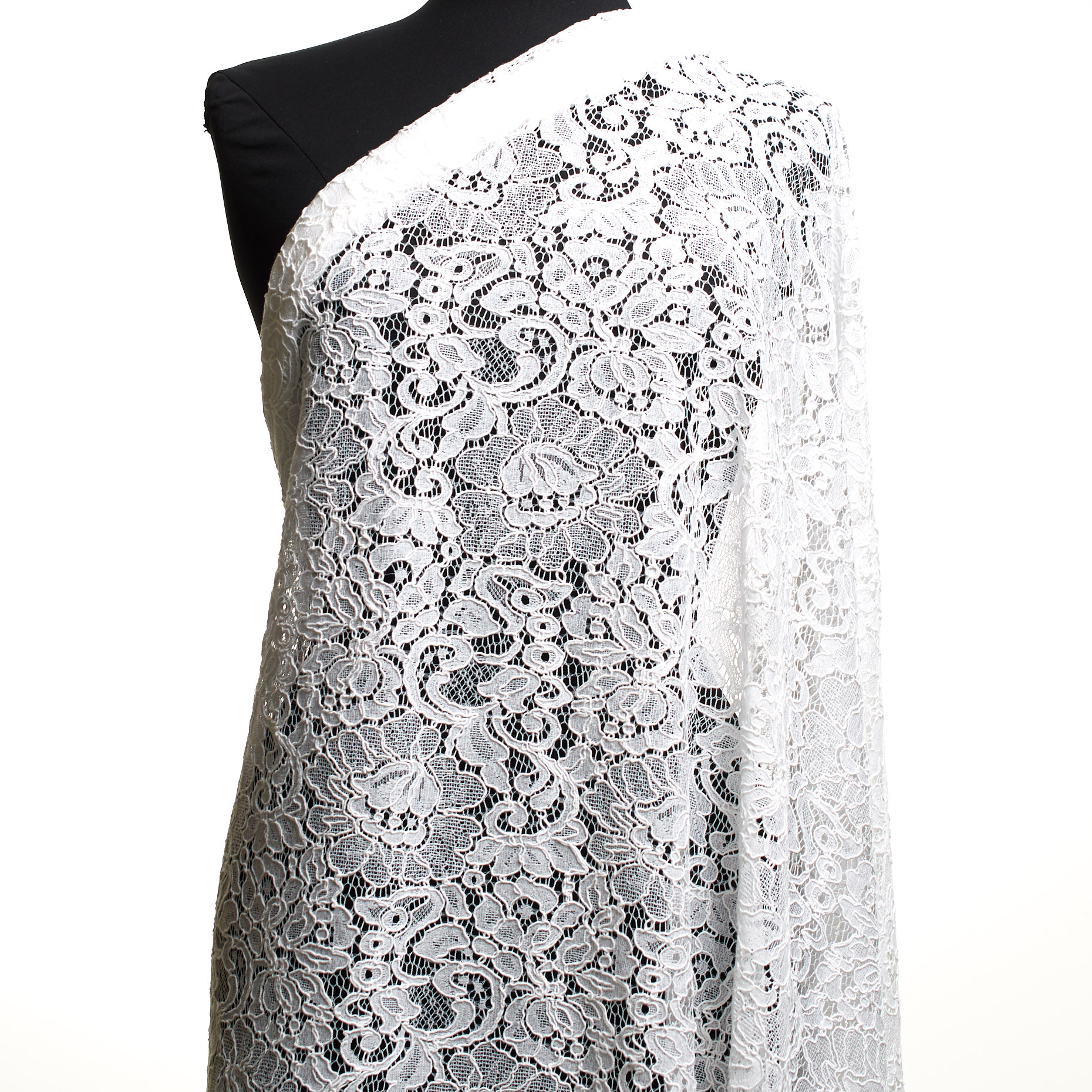 Koronka, Wiskoza, Kwiatowy, Brilliant White (B0000073) - Manekin